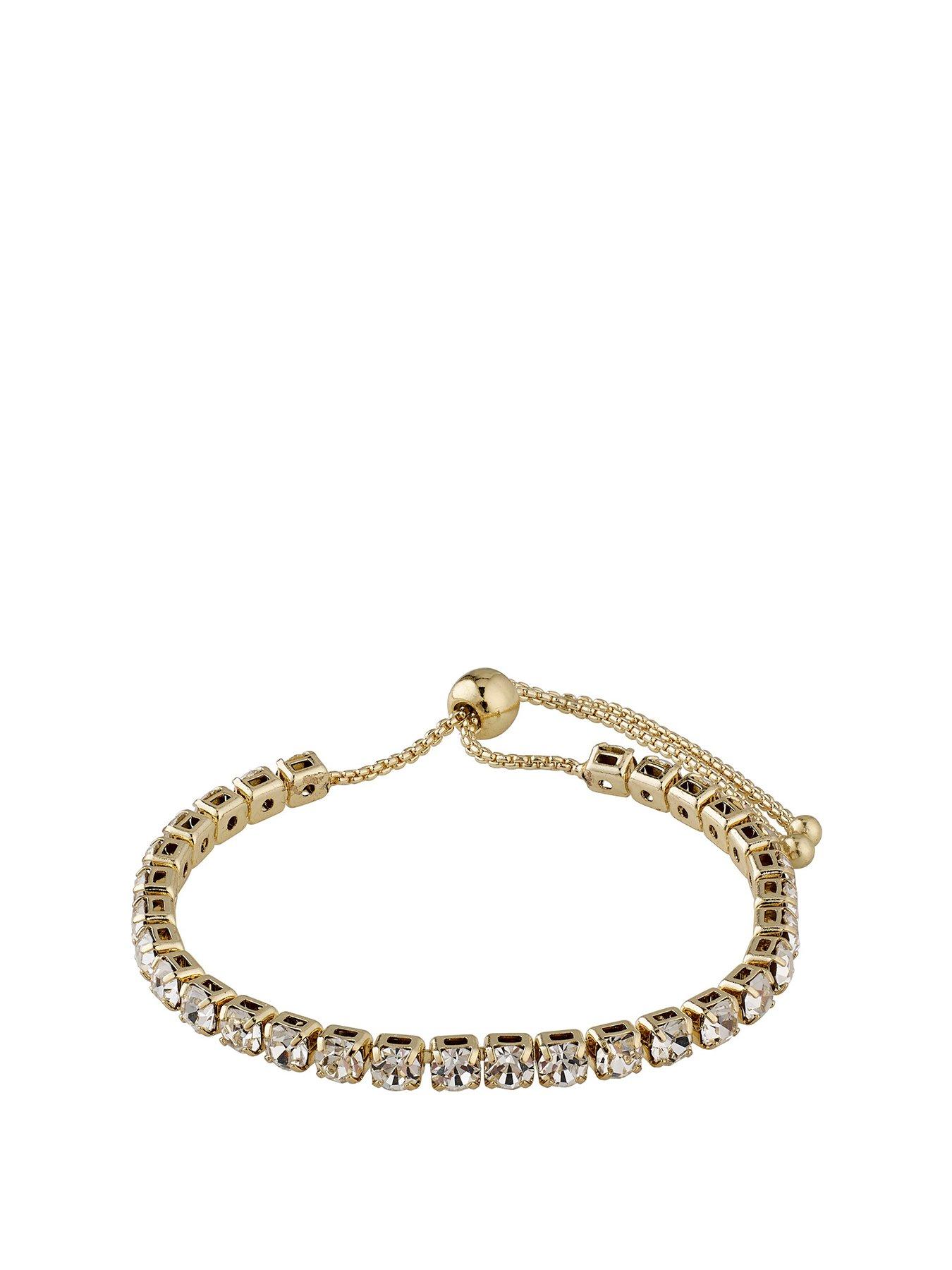 Product photograph of Pilgrim Lucia Crystal Bracelet Gold-plated from very.co.uk