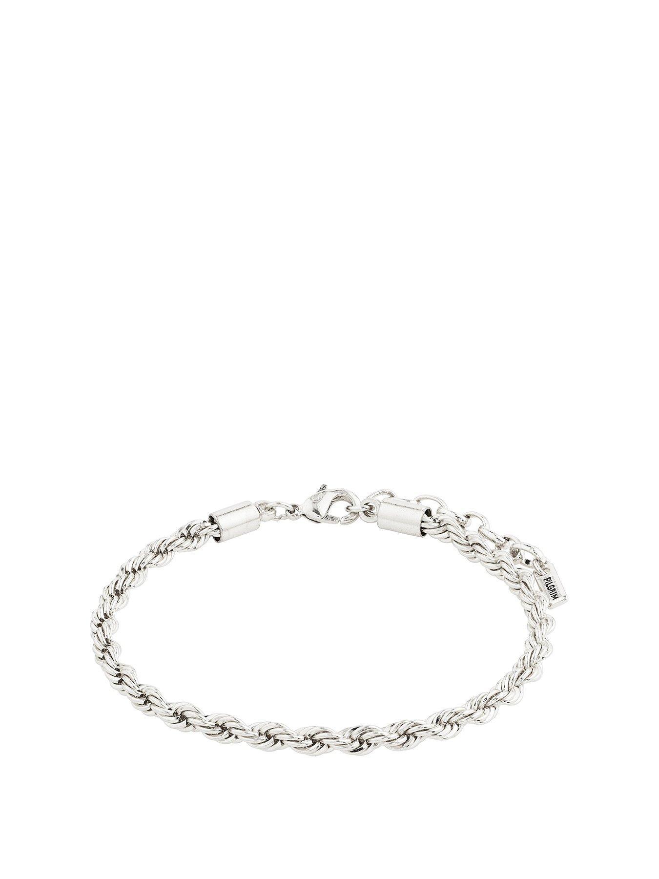 Product photograph of Pilgrim Pam Silver Plated Robe Chain Bracelet from very.co.uk