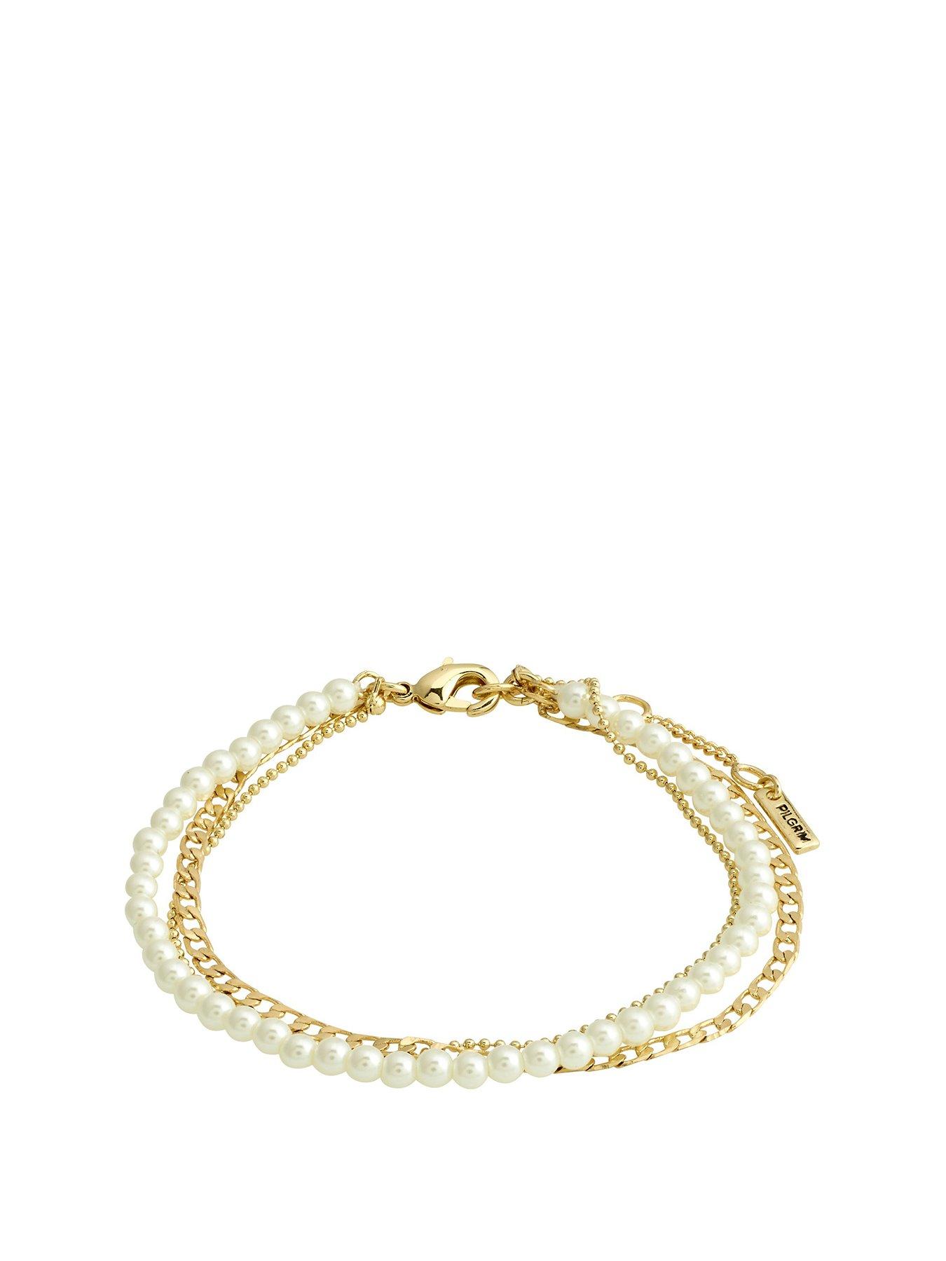 Product photograph of Pilgrim Baker Bracelet 3-in-1 Set Gold-plated from very.co.uk