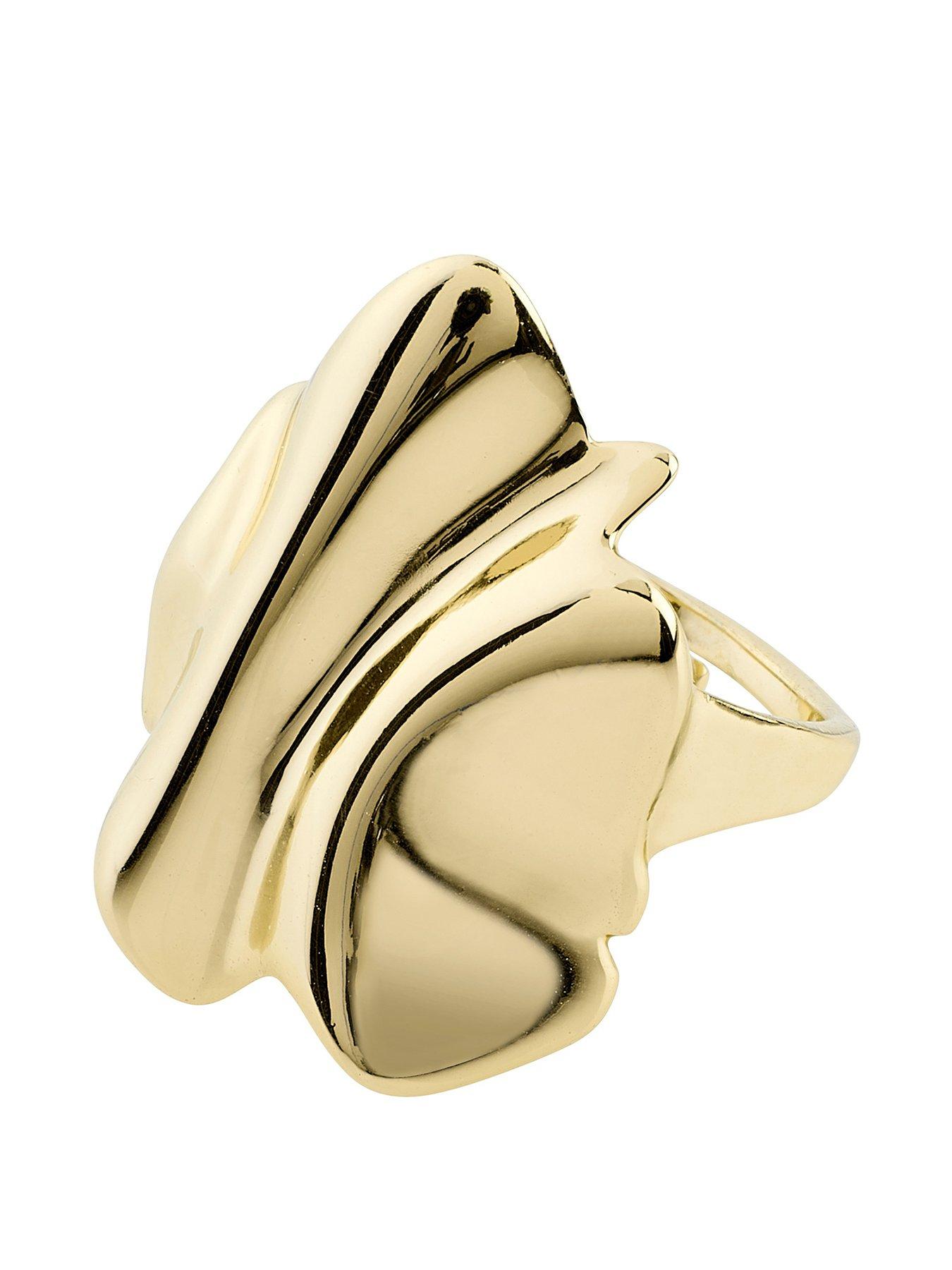 Product photograph of Pilgrim Em Wavy Statement Ring Gold-plated from very.co.uk
