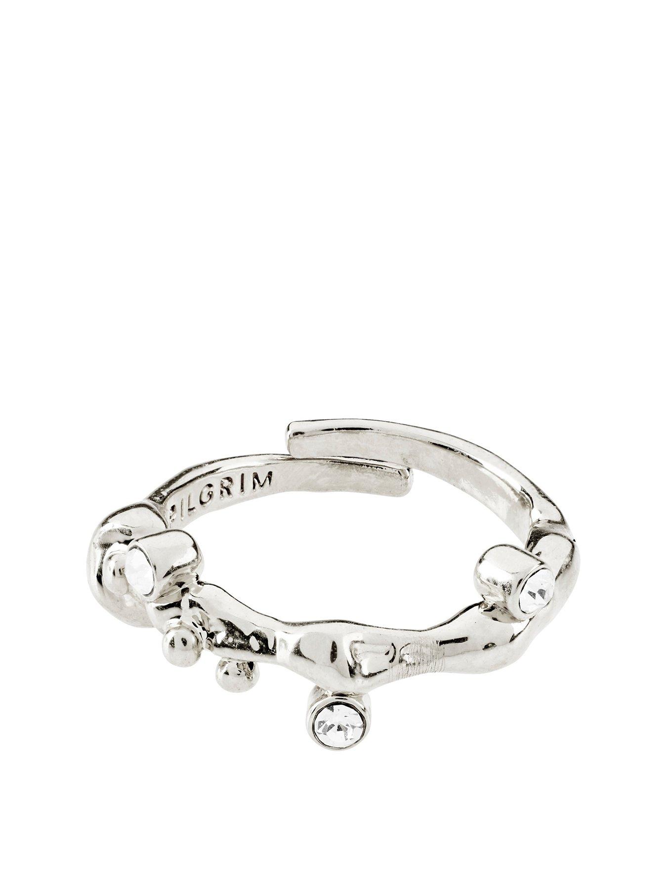Product photograph of Pilgrim Iwona Crystal Ring Silver-plated from very.co.uk