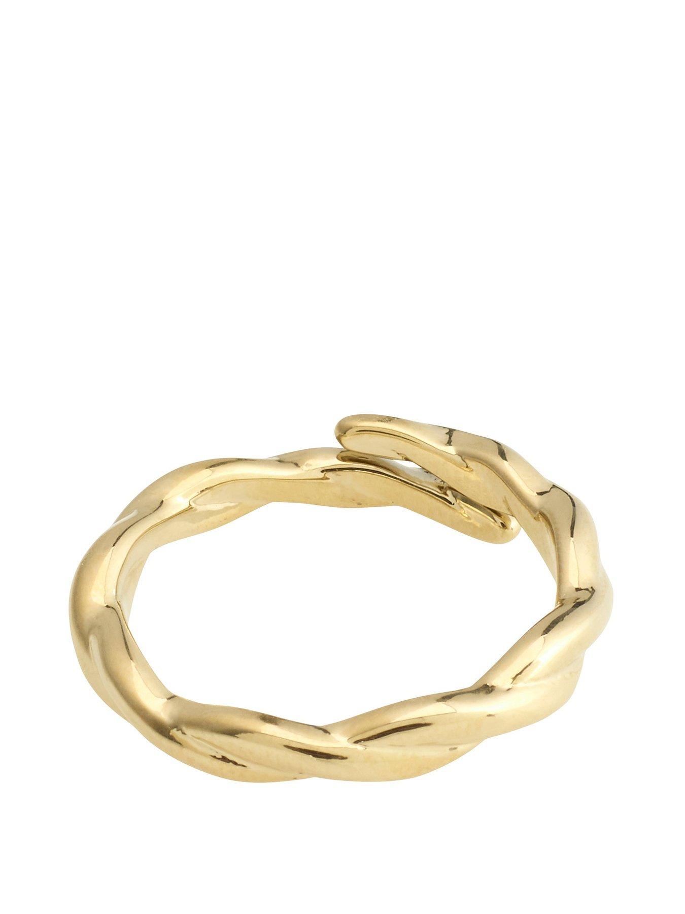 Product photograph of Pilgrim Lulu Twirl Stack Ring Gold-plated from very.co.uk