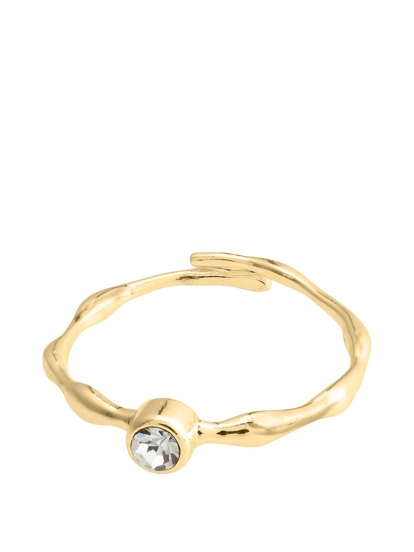 Product photograph of Pilgrim Lulu Gold Plated Crystal Stack Ring With Adjustable Sizing from very.co.uk