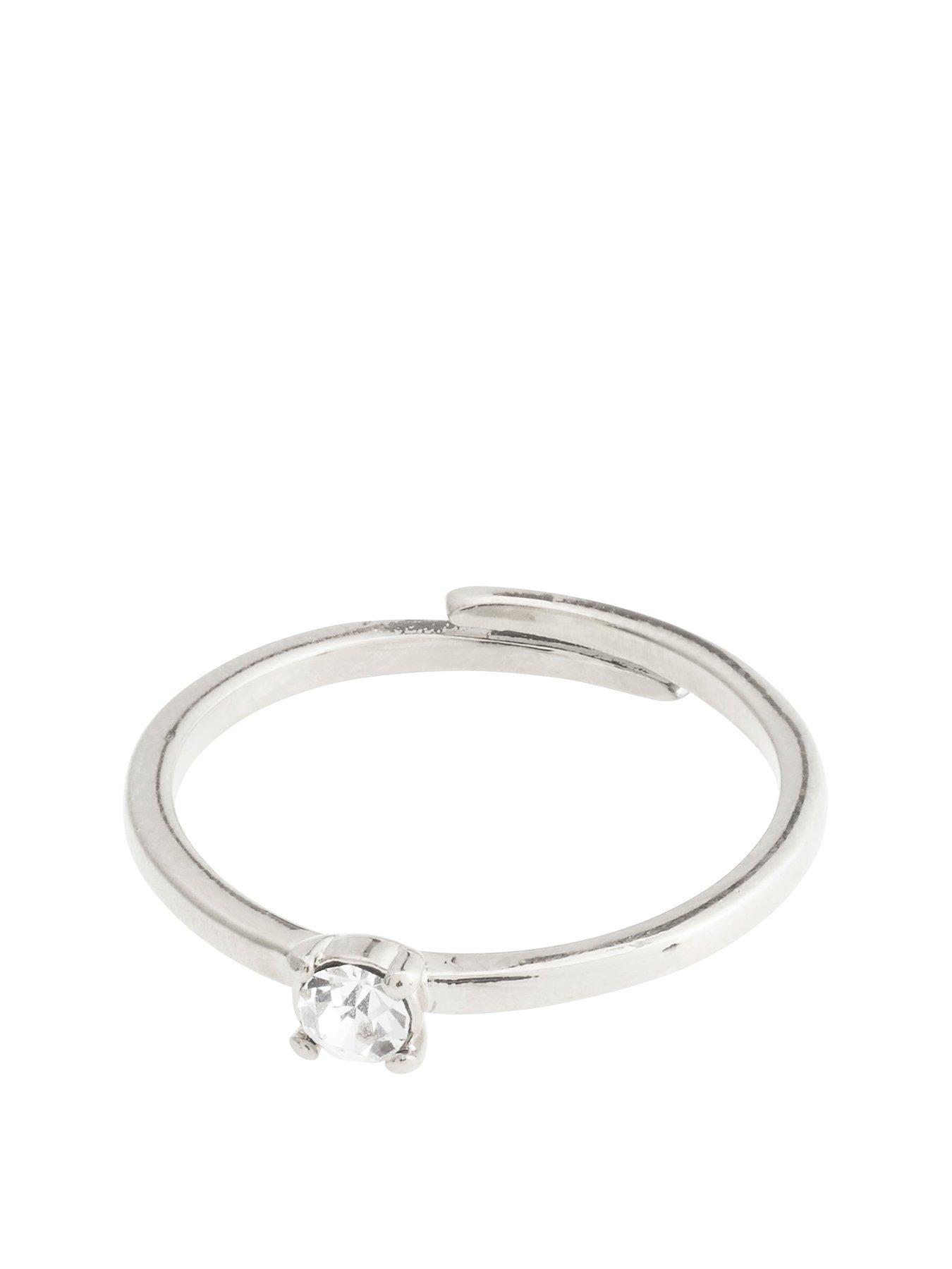 Product photograph of Pilgrim Lulu Crystal Stack Ring Silver-plated from very.co.uk