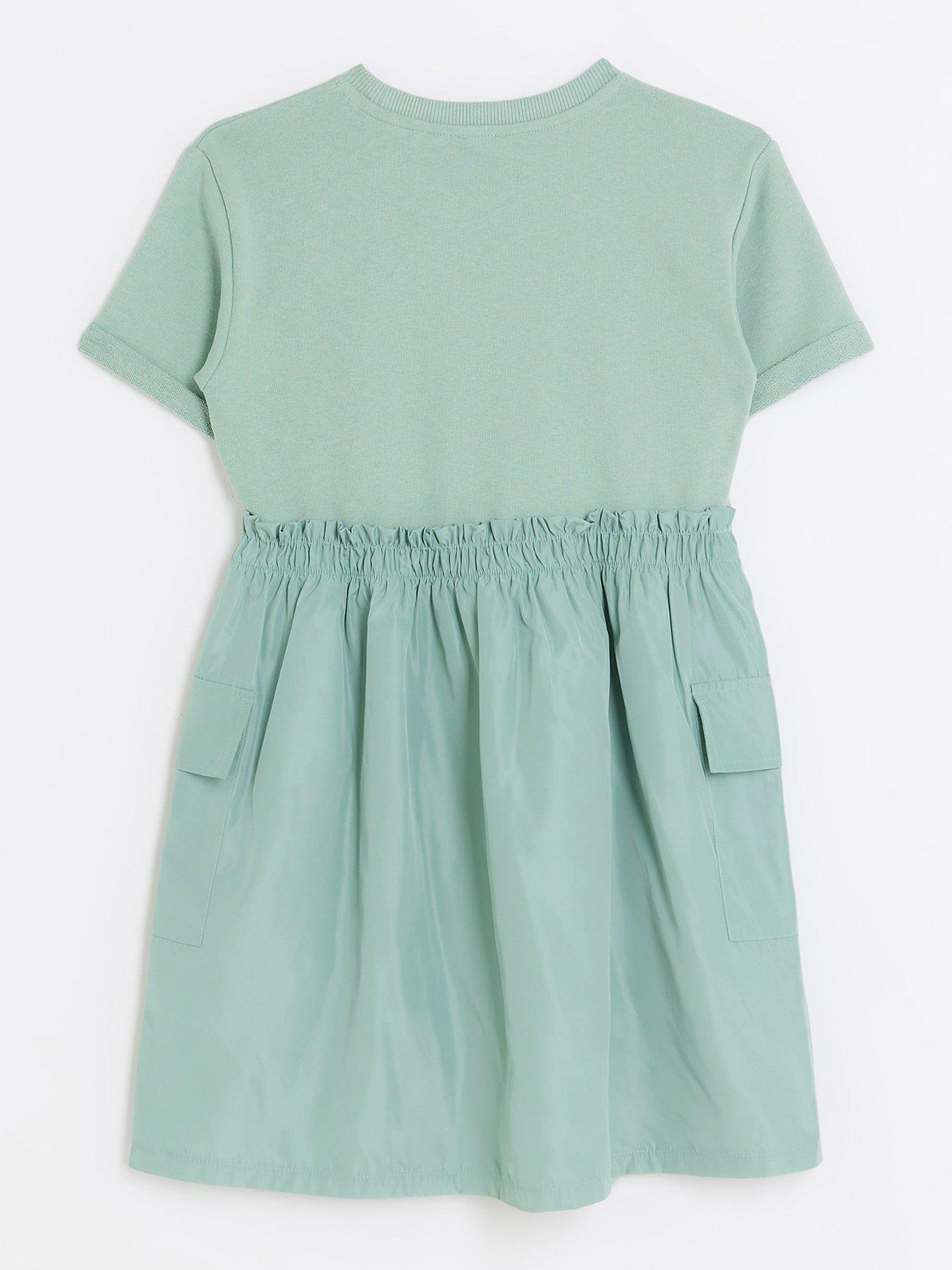 Girls green tshirt store dress