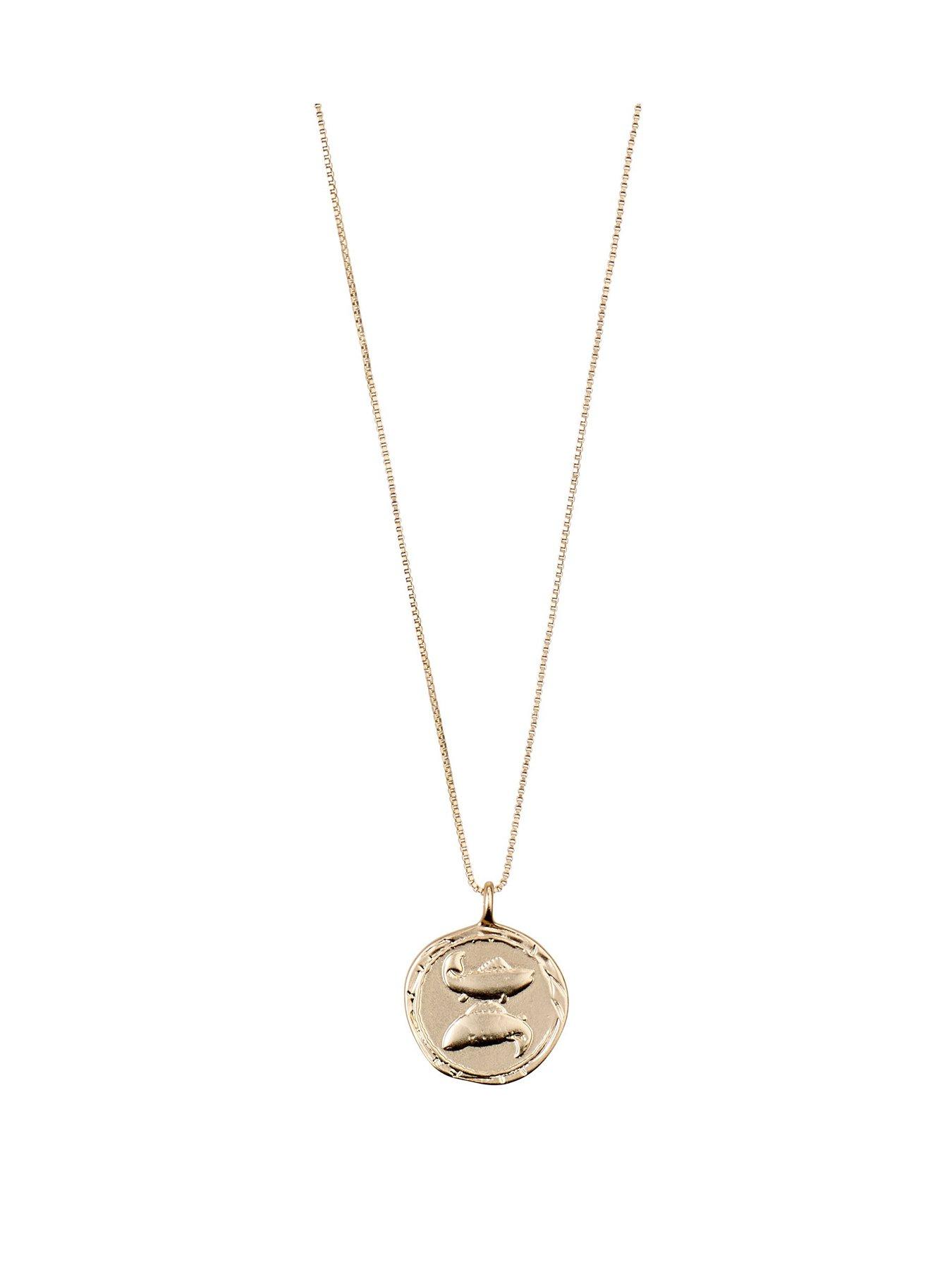 Pilgrim Zodiac Sign Coin Necklace, gold-plated