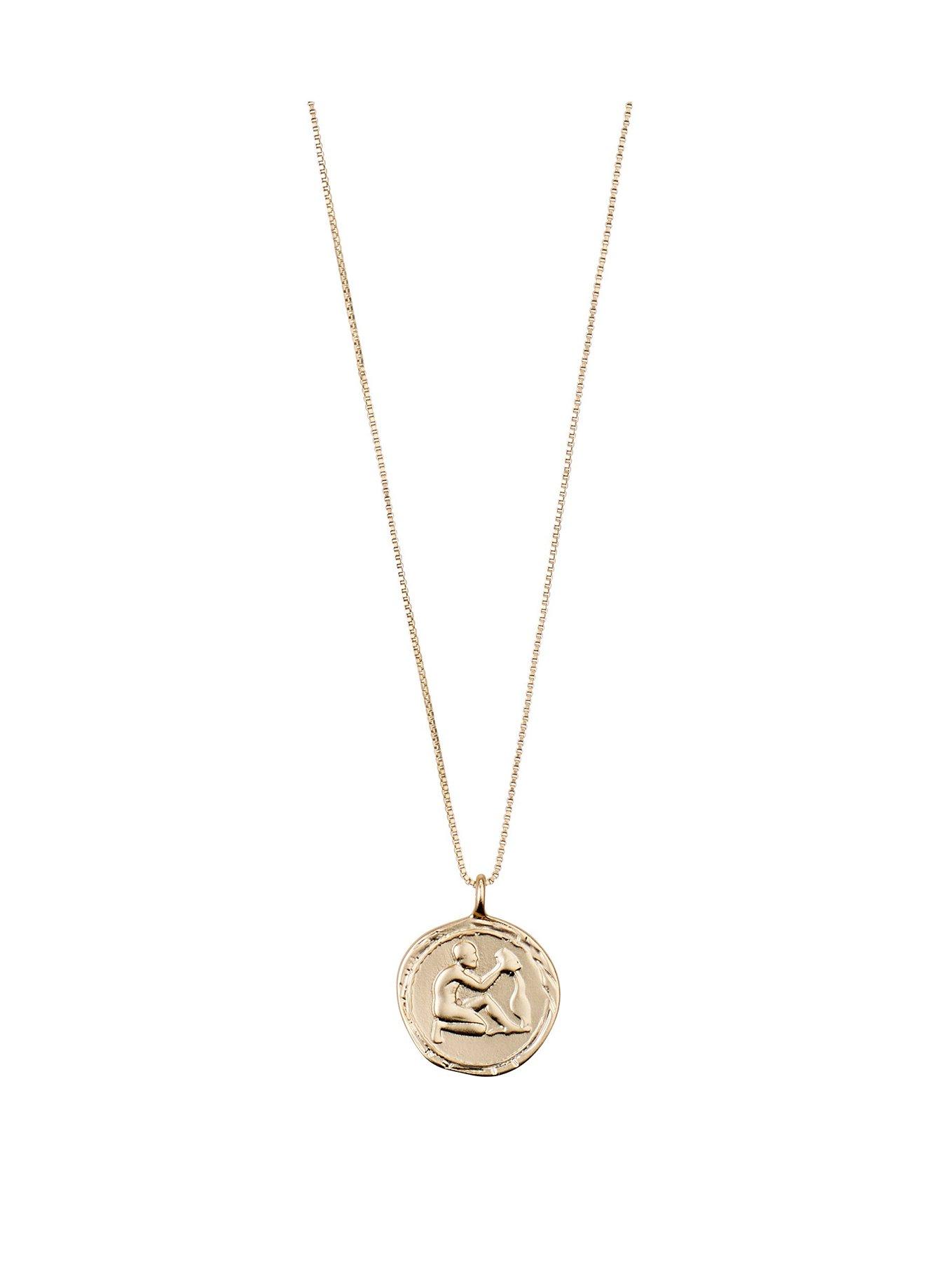 undefined Zodiac Sign Coin Necklace, gold-plated