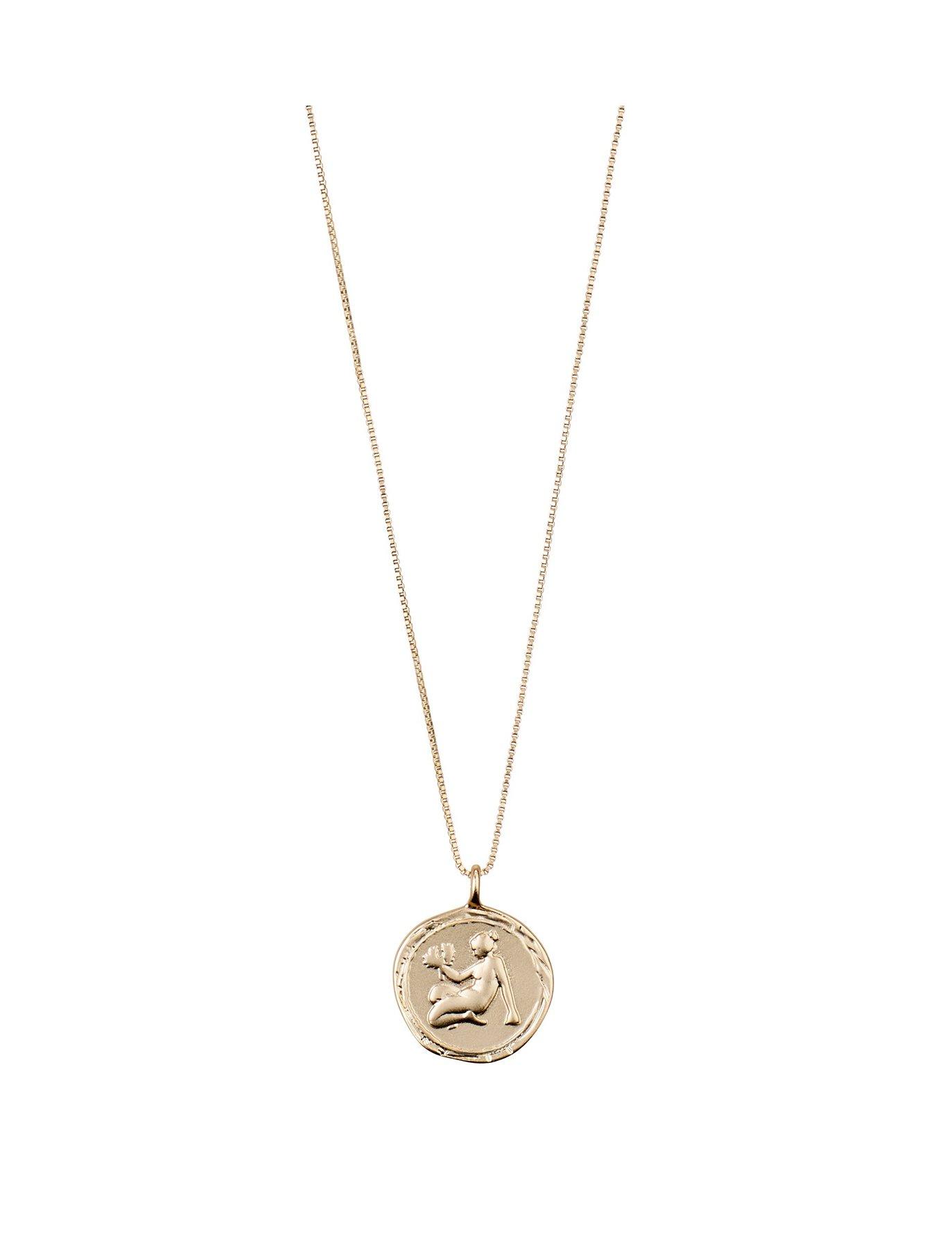 Pilgrim Zodiac Sign Coin Necklace, gold-plated