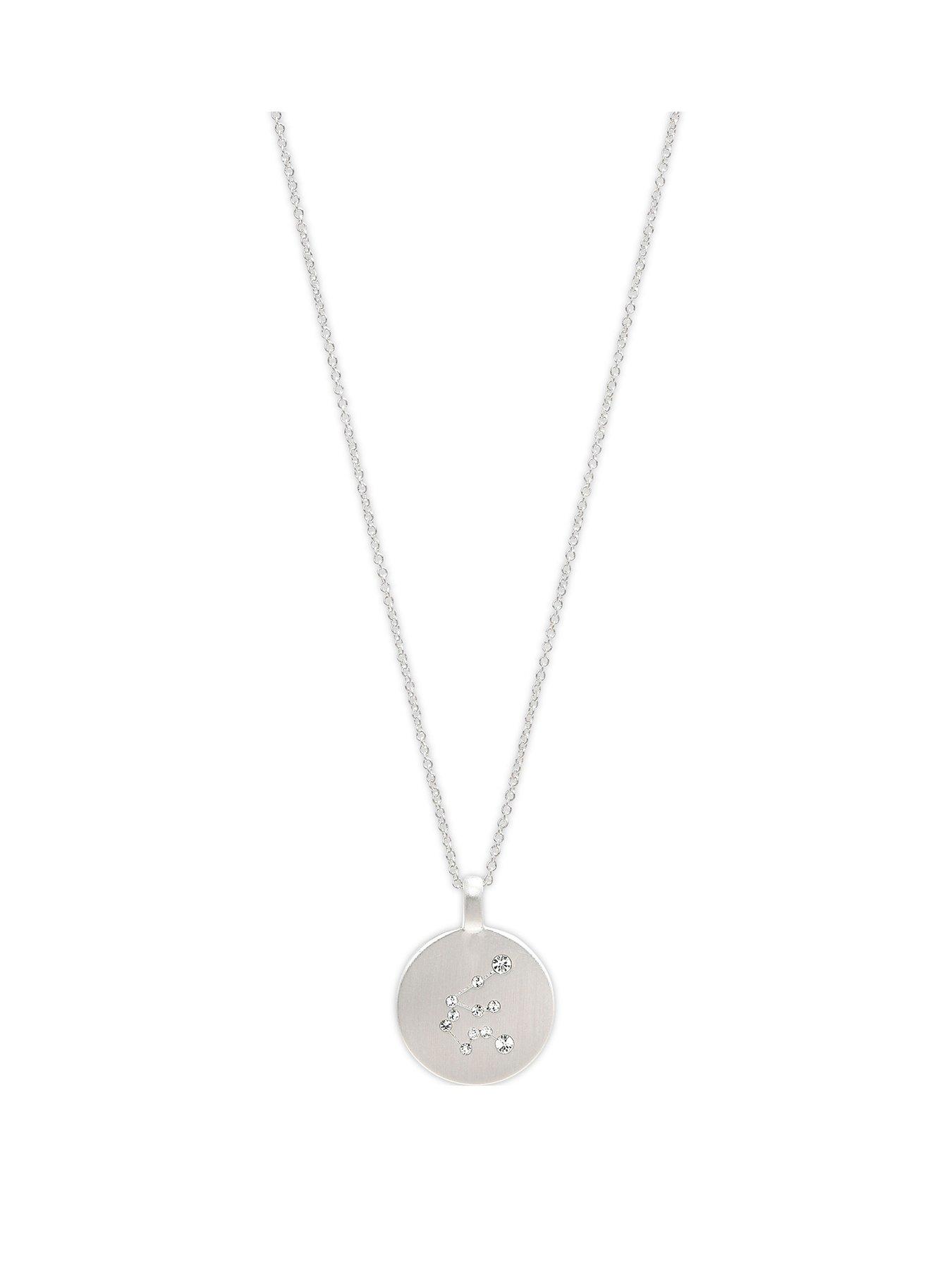 undefined Zodiac Sign Coin Necklace, silver-plated