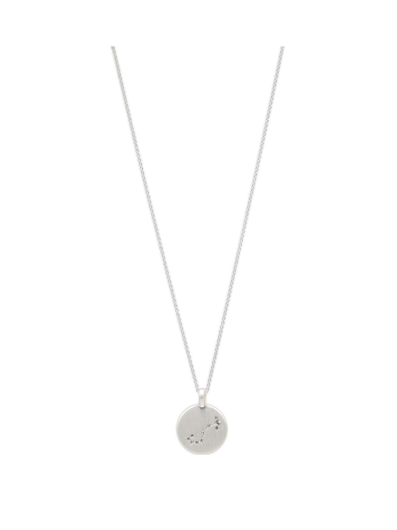 Product photograph of Pilgrim Zodiac Sign Coin Necklace Silver-plated from very.co.uk