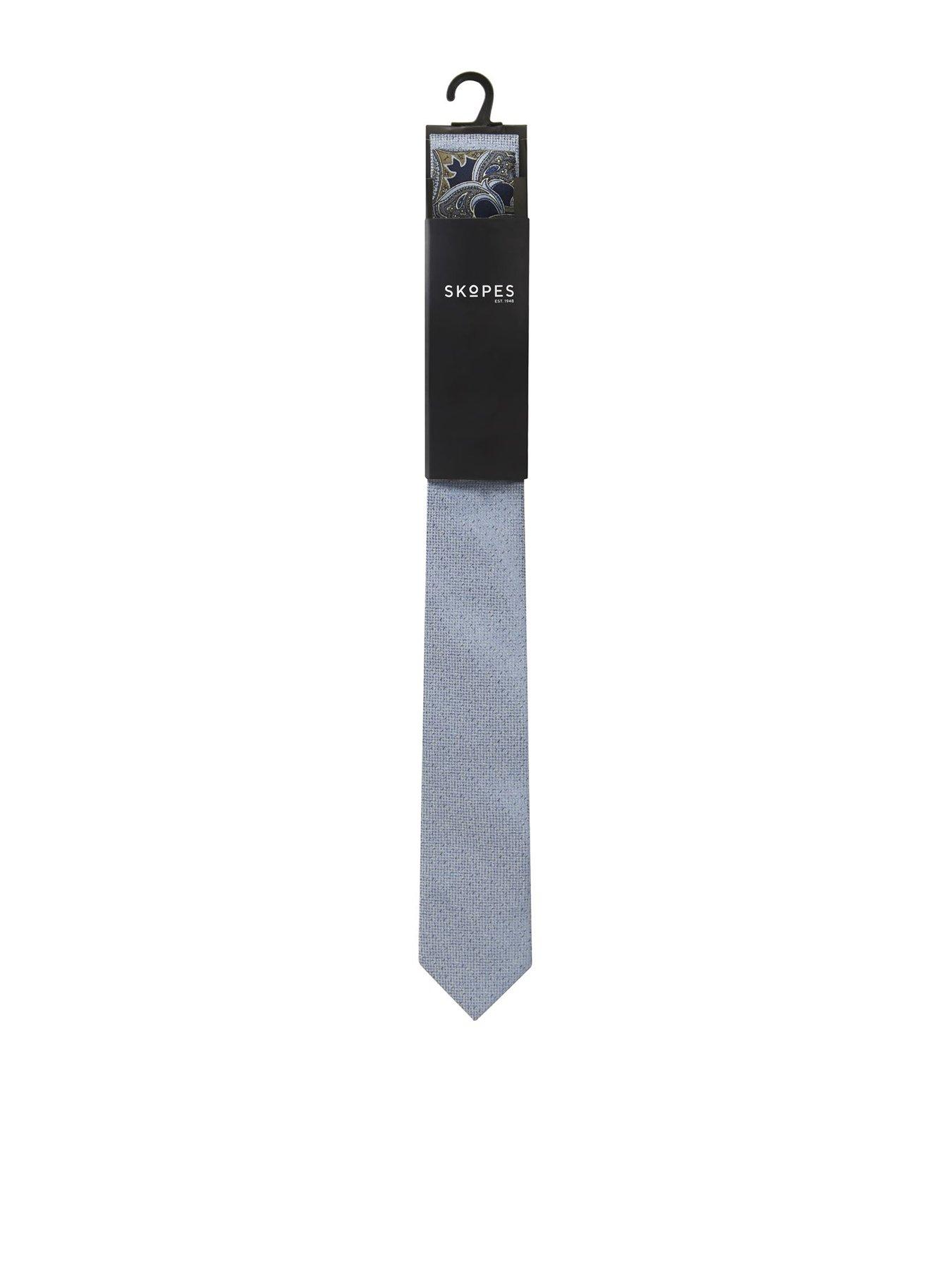 Image 1 of 4 of Paisley Print Tie and Pocket Square Set - Blue