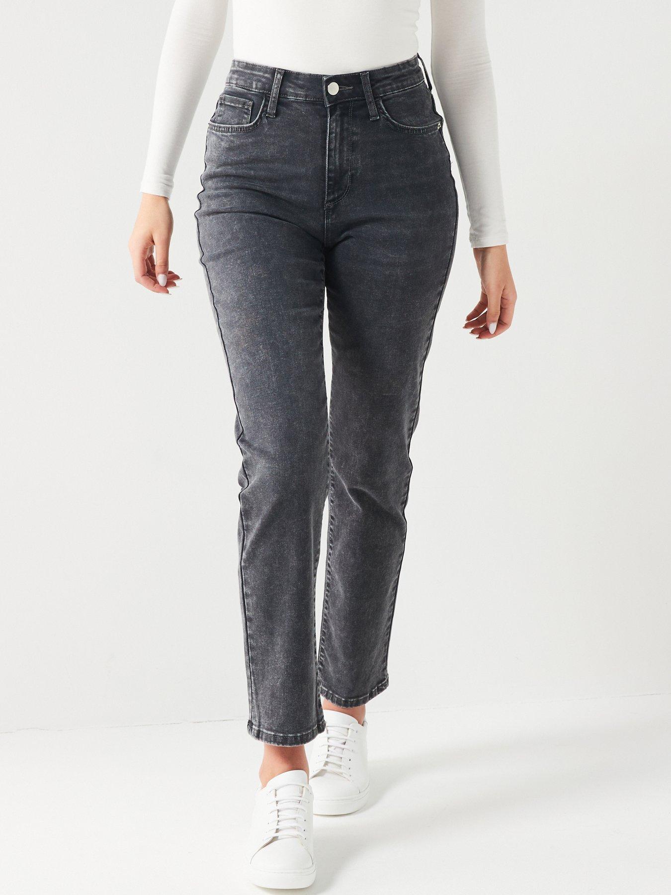 Black, Cotton Stretch Straight Leg Jean