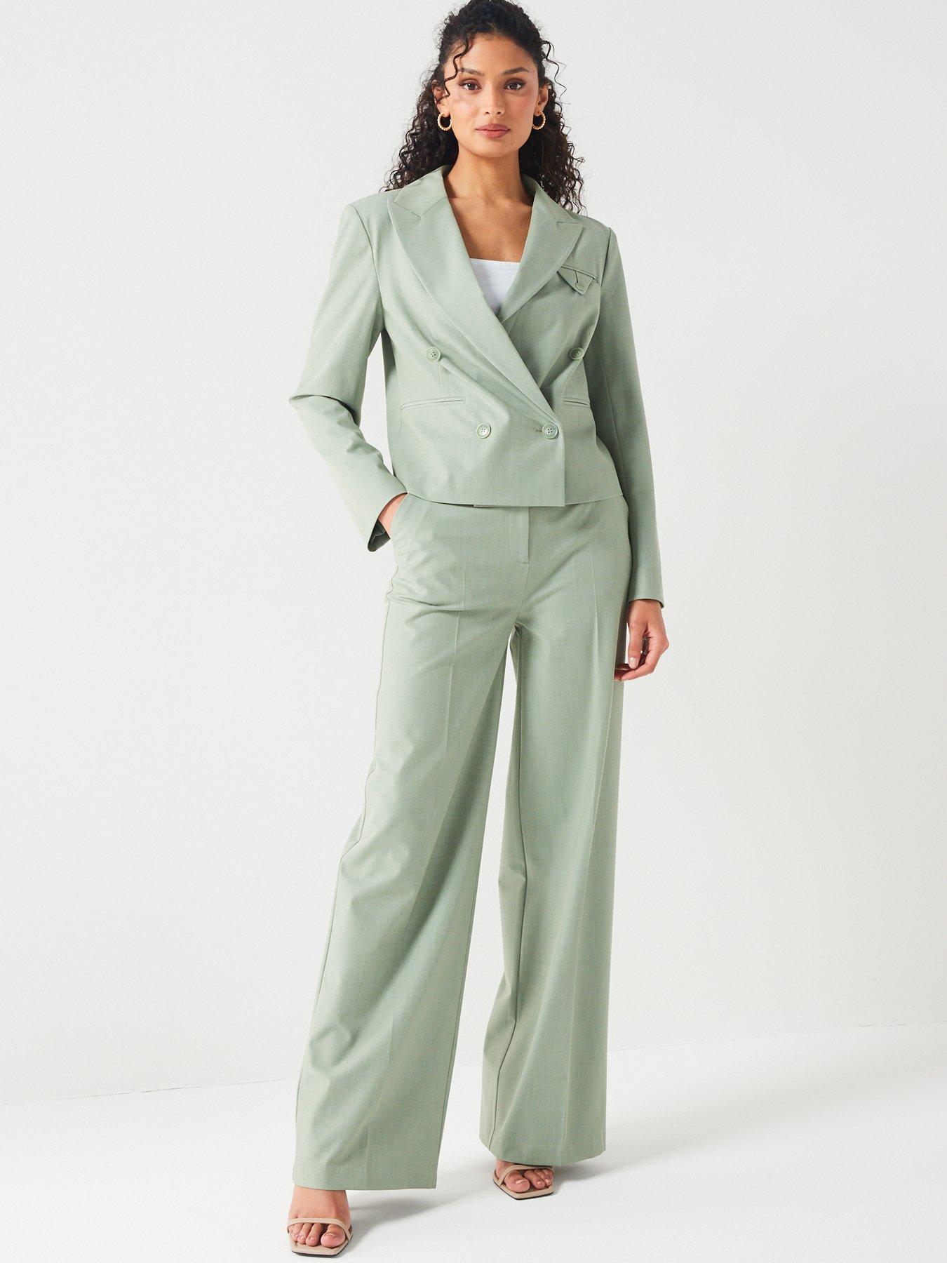 V by Very Cropped Blazer - Sage Green | Very.co.uk