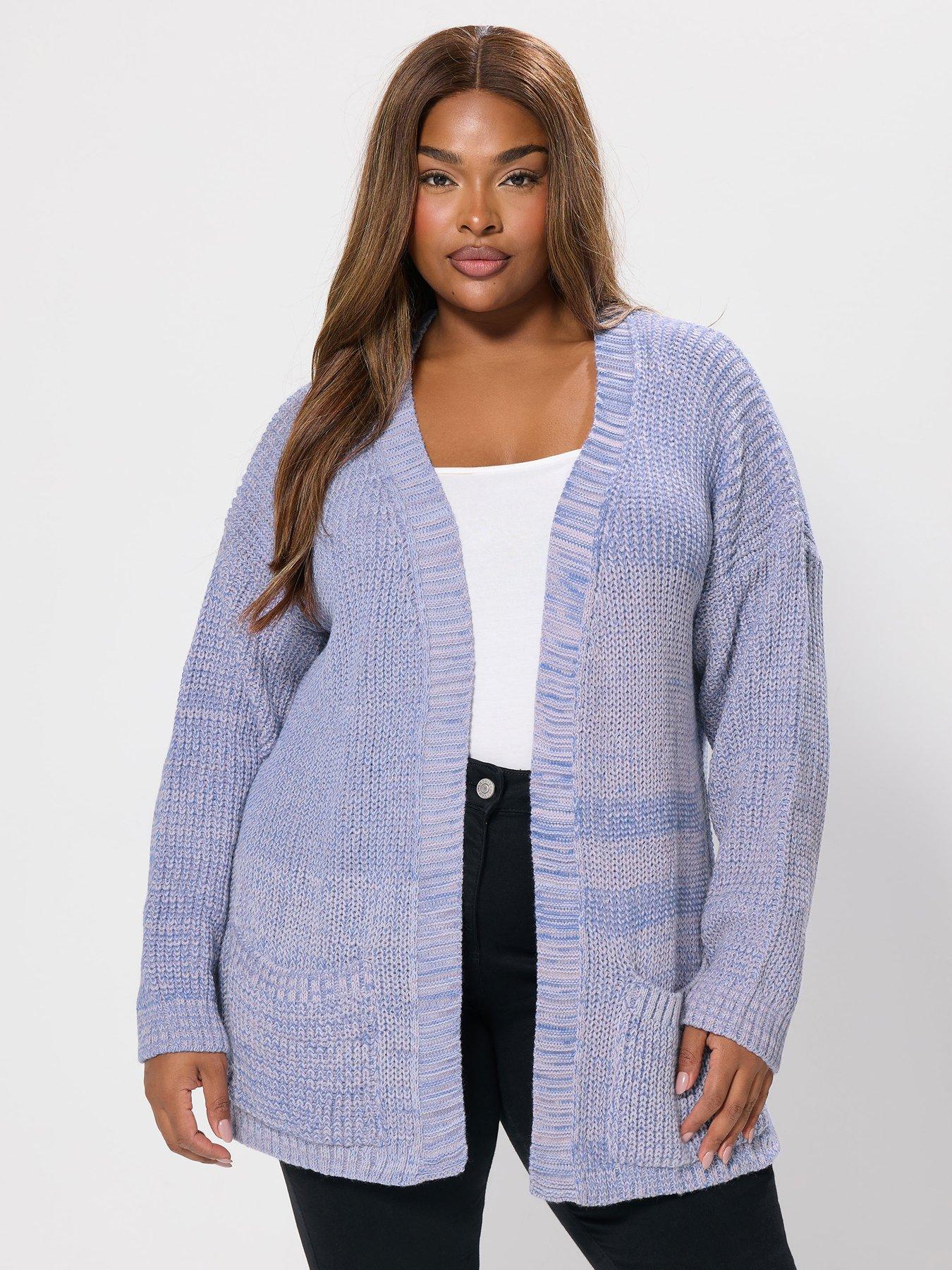 Yours Long Sleeve Open Front Cardigan - Purple