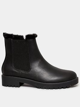 Yours Extra Wide Fit Chelsea Faux Fur Lined Boot Black