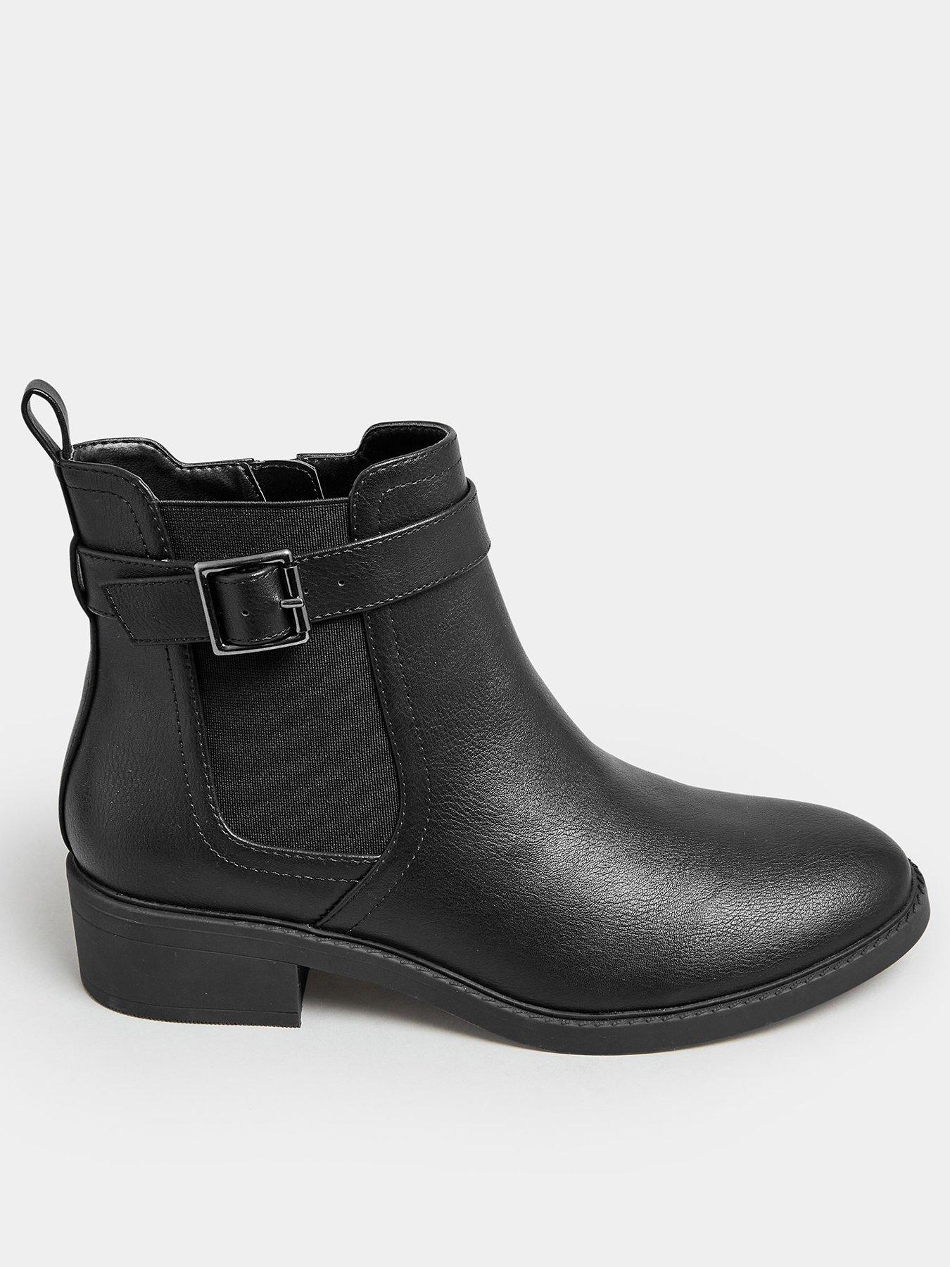 Yours Wide Fit Buckle Ankle Boot Black Very