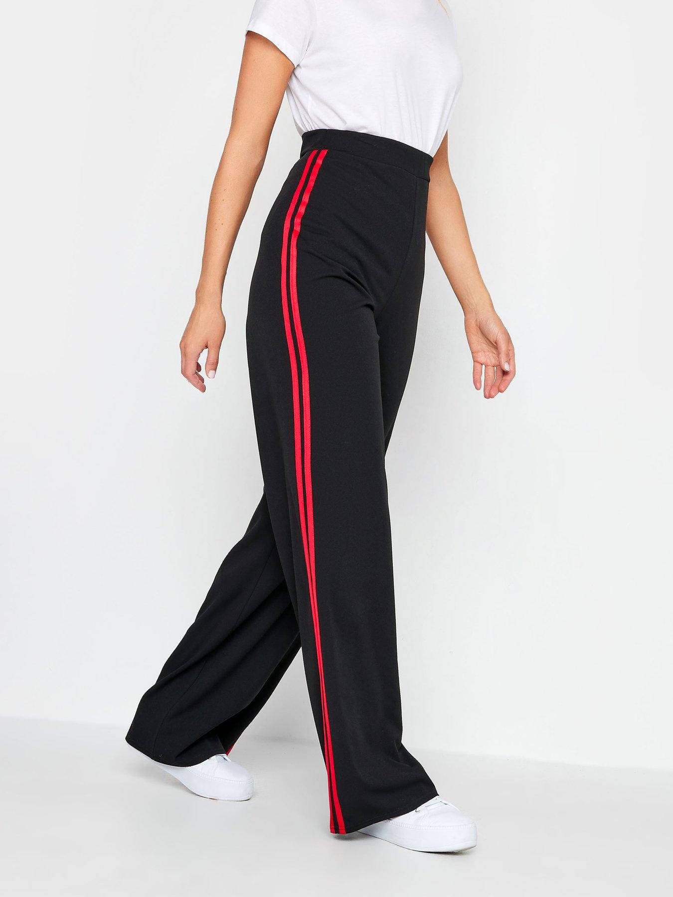 Long Tall Sally Red And Black Side Stripe Wide Leg Trouser 34