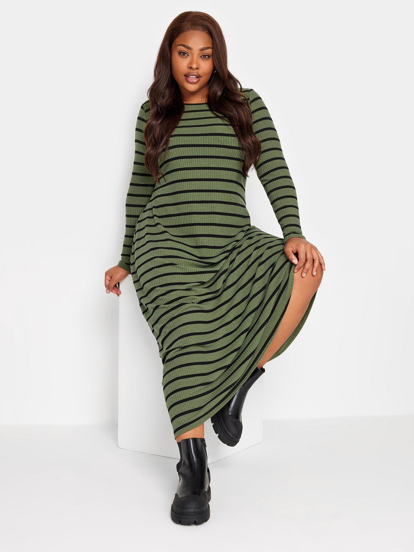 Green and black striped dress sale