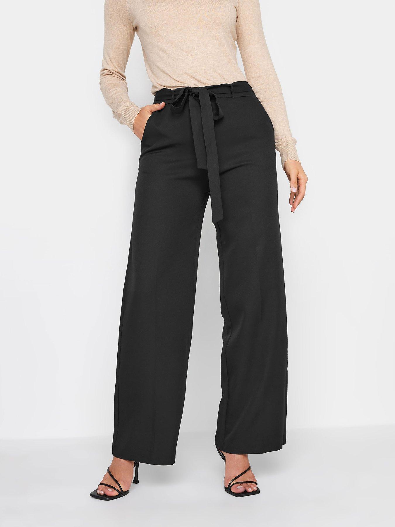 Black Wide Leg Linen Trouser 36