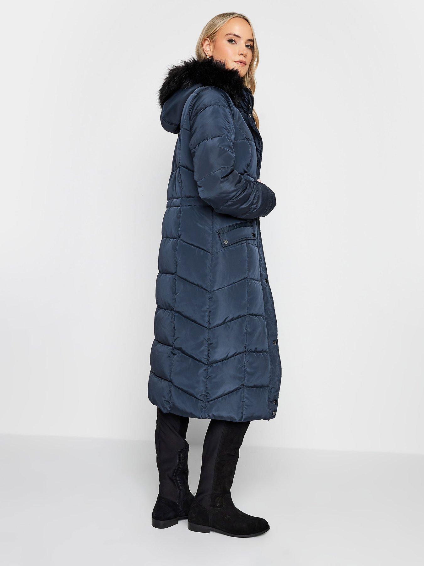 Long blue padded outlet coat