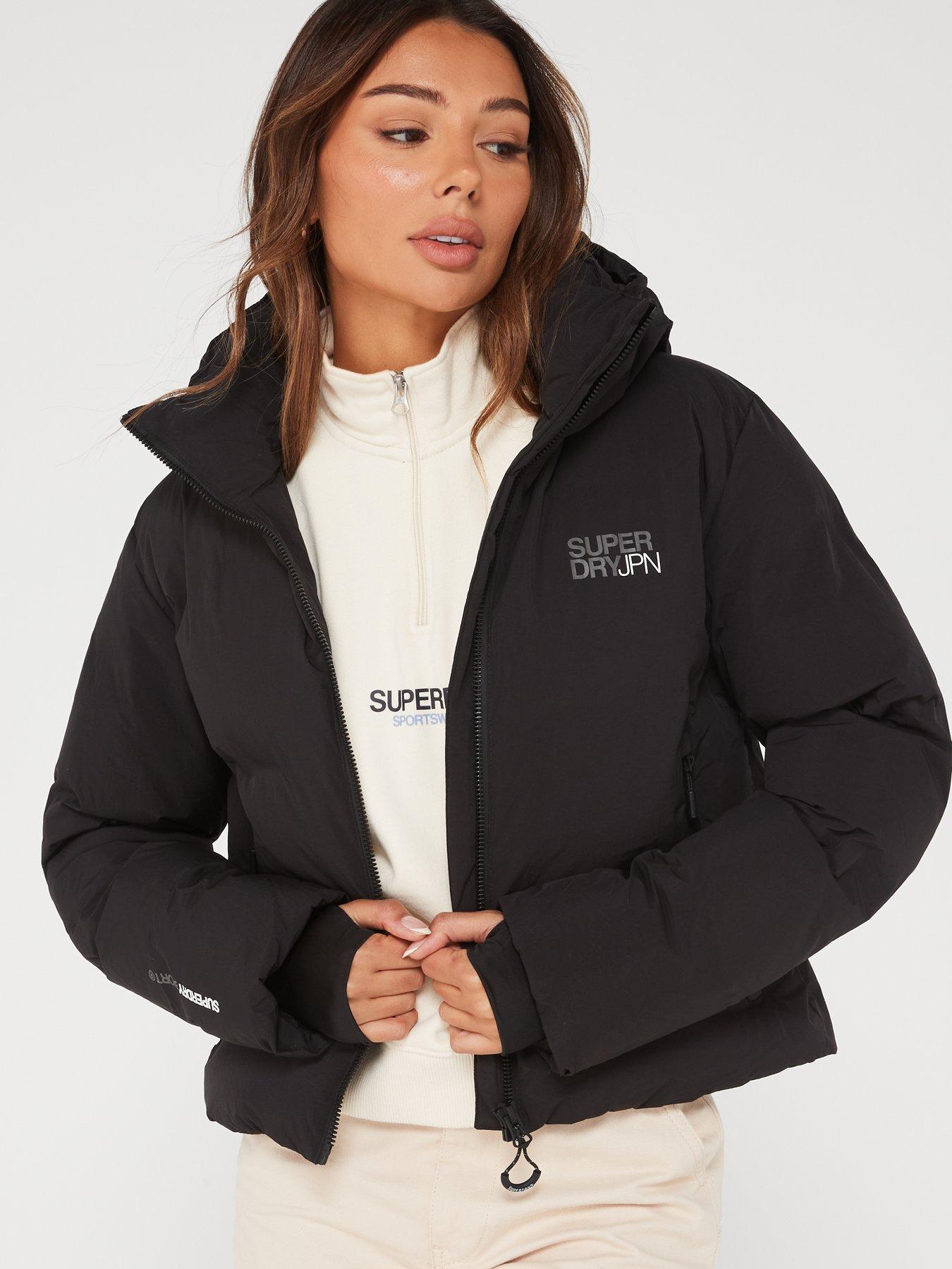 Superdry Hooded Boxy Puffer Jacket - Black | very.co.uk