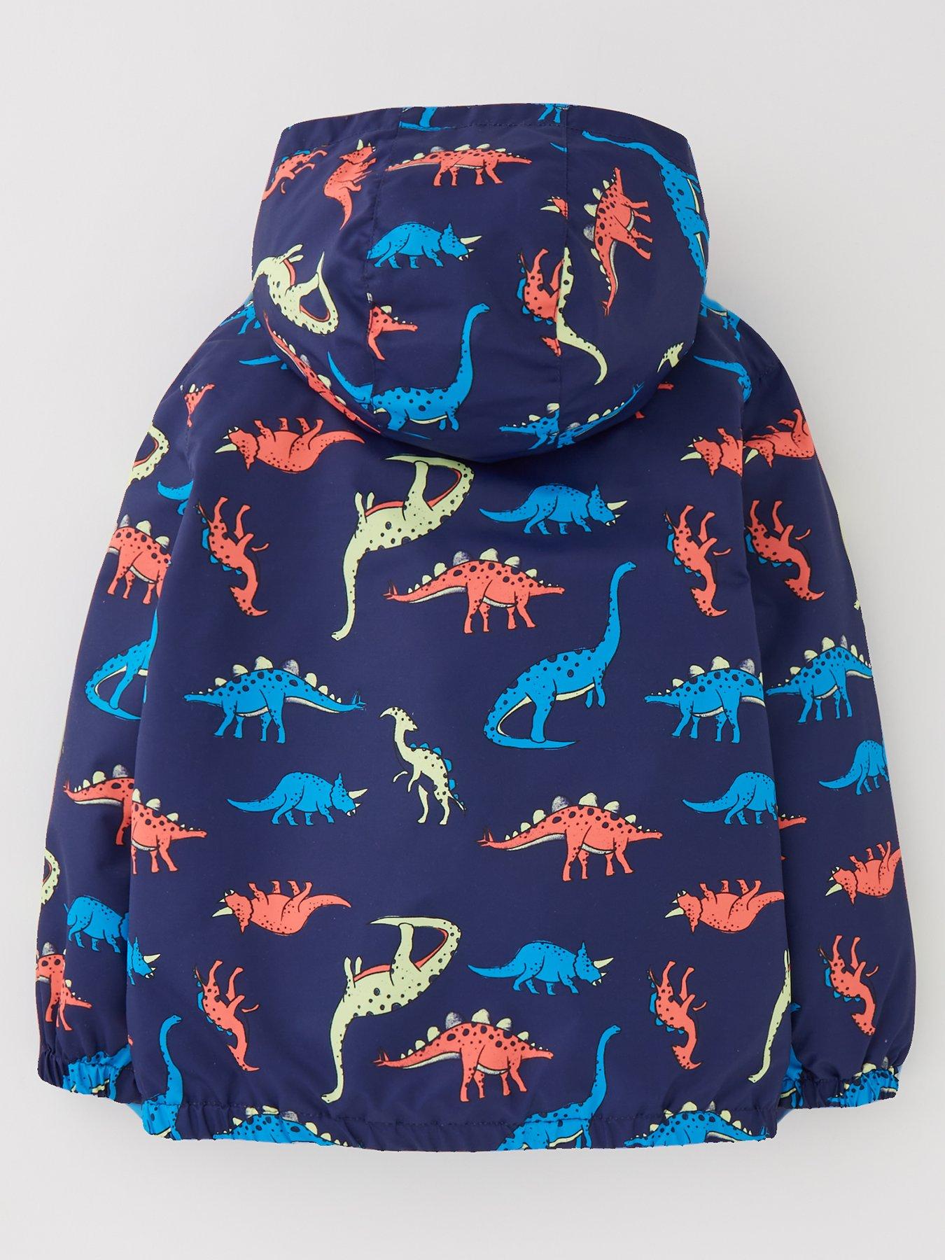 Boys Dino Jersey Lined Rain Mac Navy