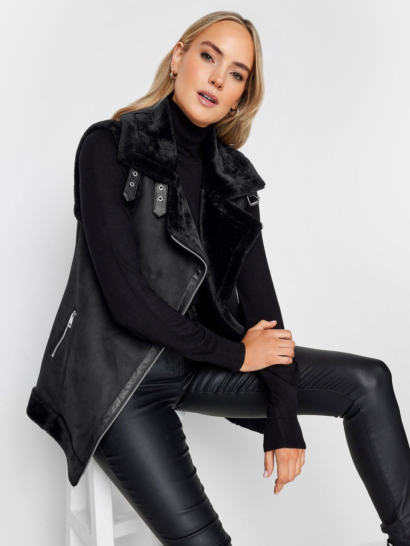 Long Tall Sally Black Aviator Gilet | very.co.uk