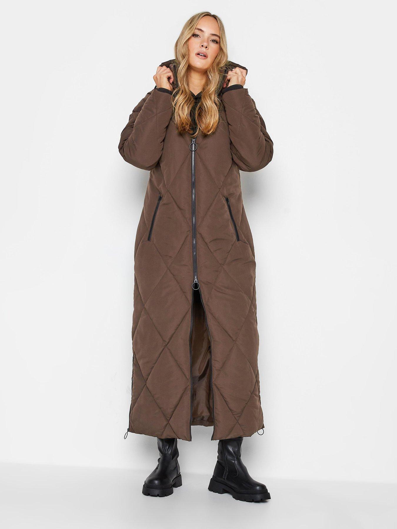 Long brown puffer clearance coat