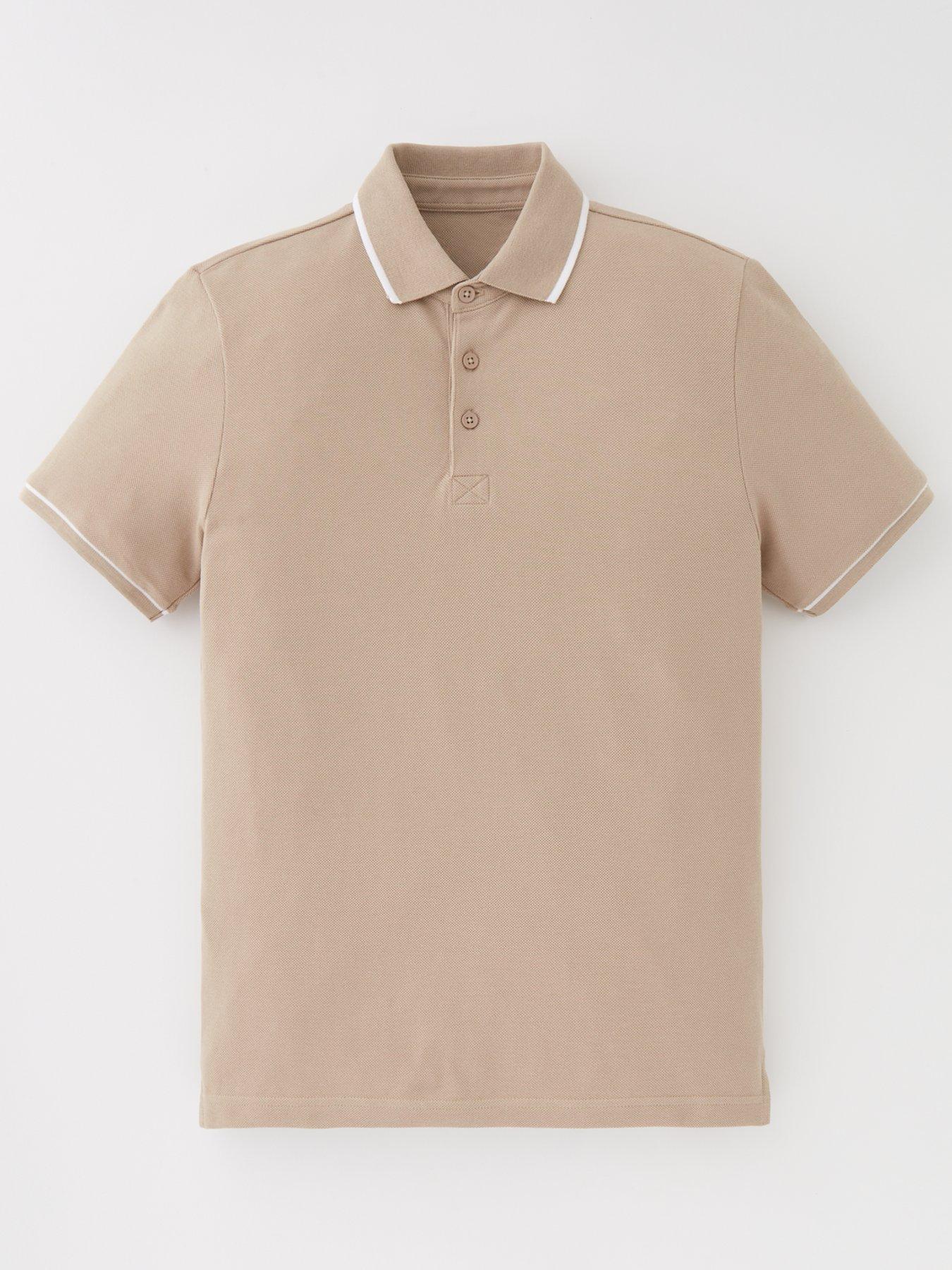 undefined Boys Short Sleeve Polo - Stone