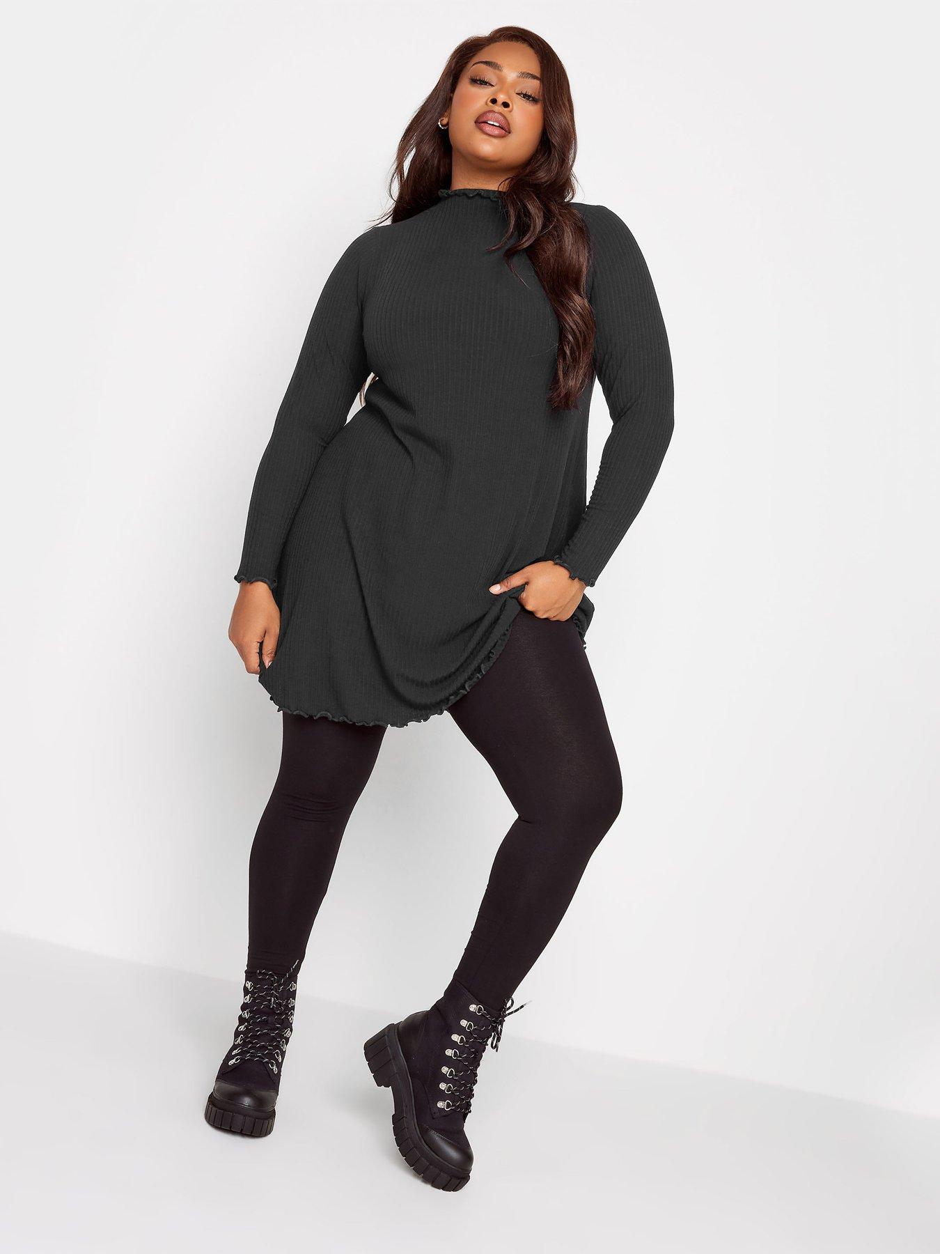 Yours Lettuce Edge Ls Tunic. Black