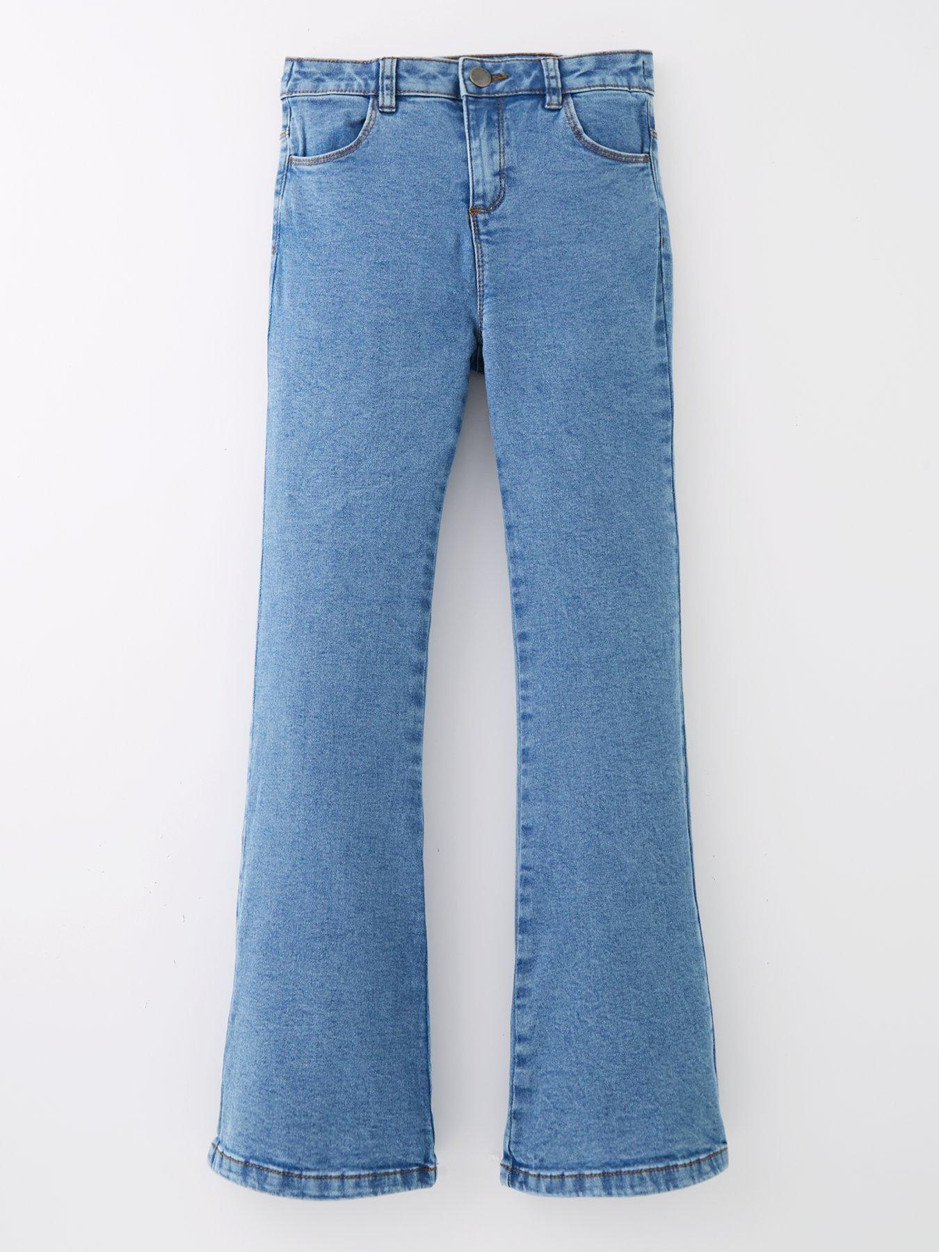 River Island Girls Ripped Flare Jeans - Blue