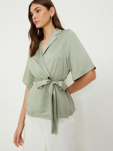 dorothy-perkins-satin-wrap-blouse-olive
