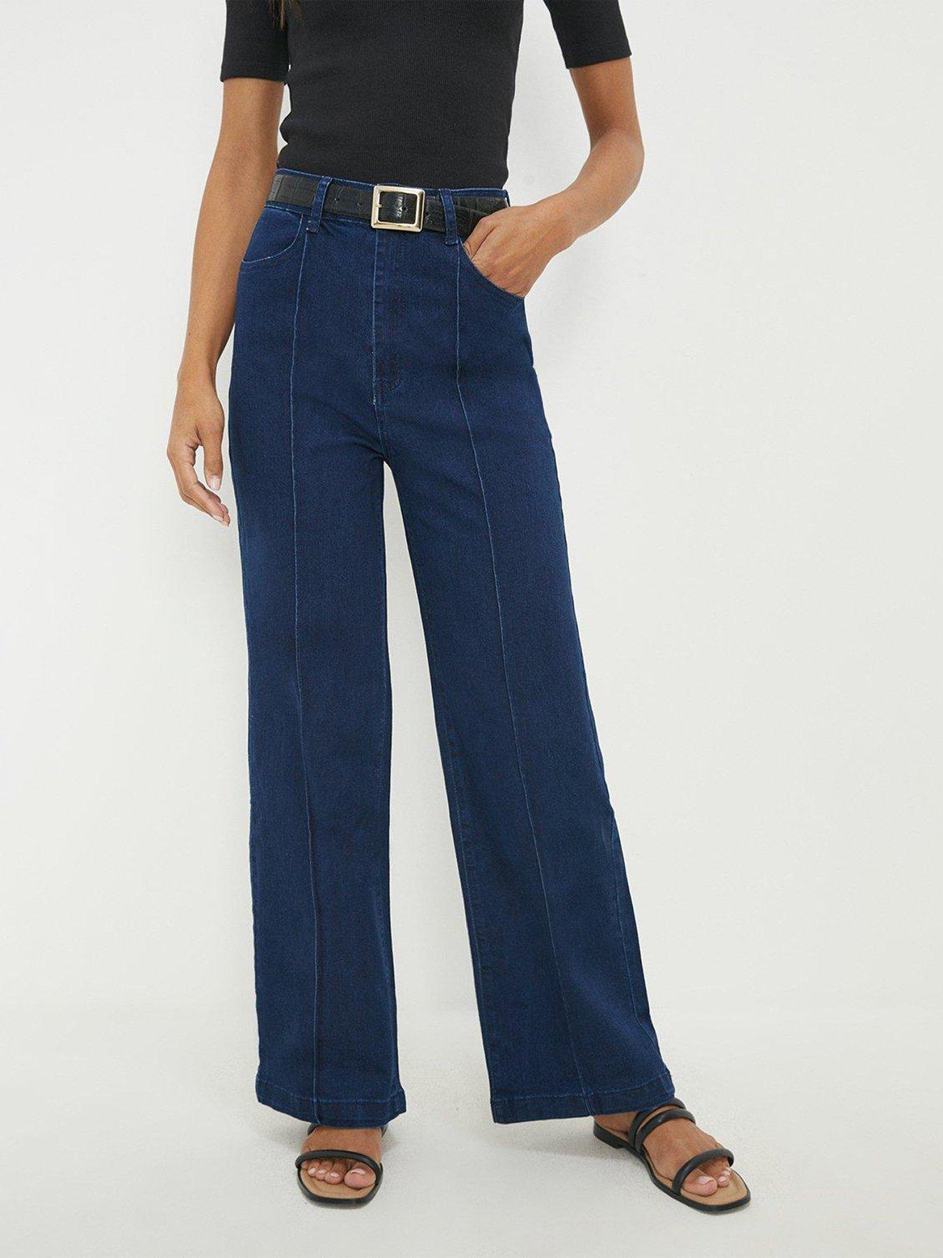 Wide Leg Seam Detail Jeans