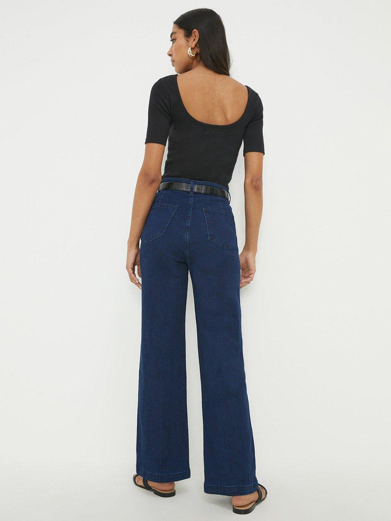 Mango seam detail flare front jeans in blue