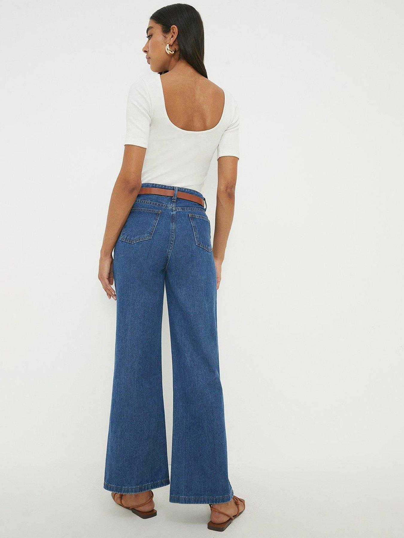 Denim wide leg 2024 high rise pants