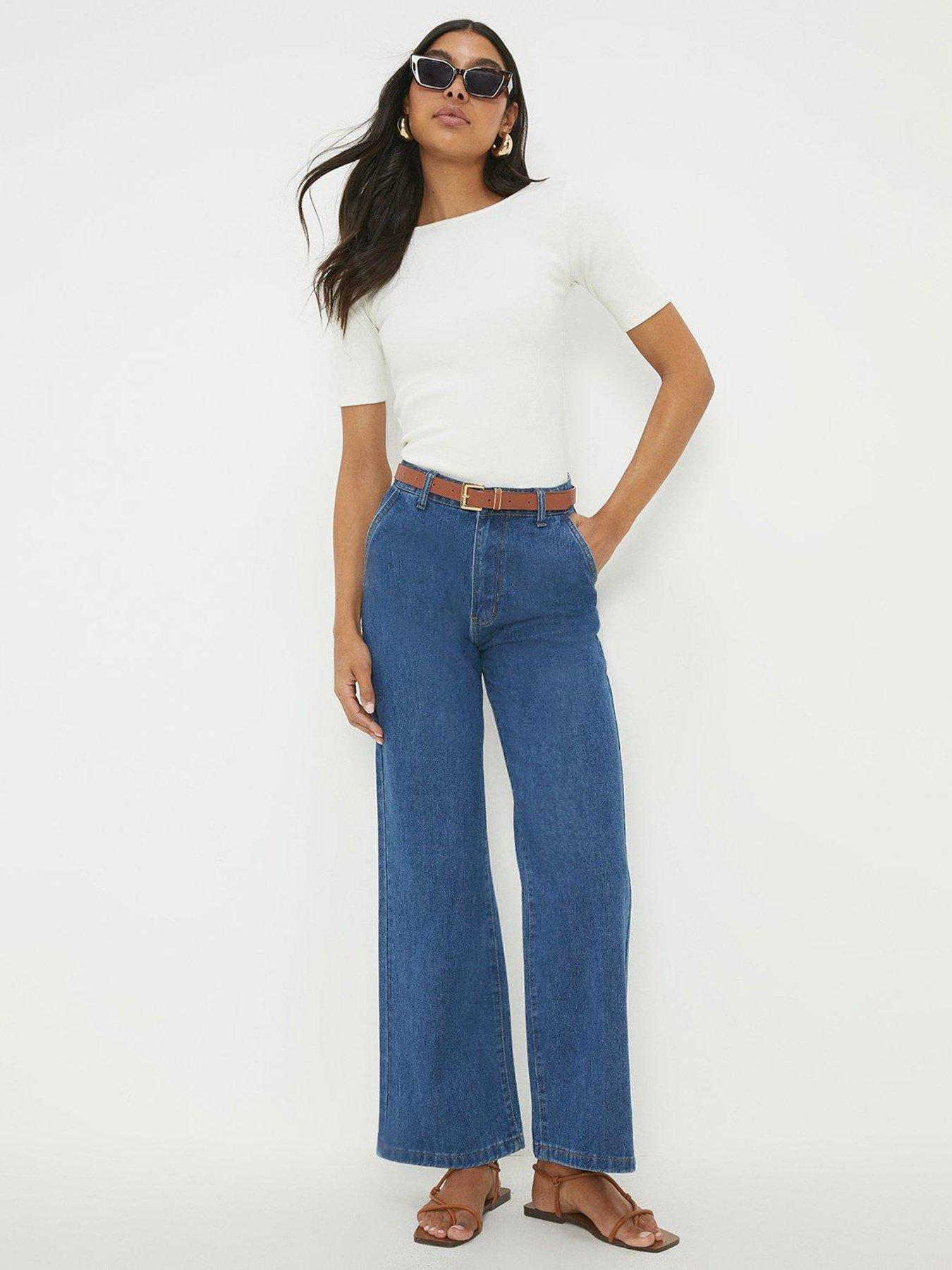 Dorothy Perkins High Rise Wide Leg Jeans - Indigo