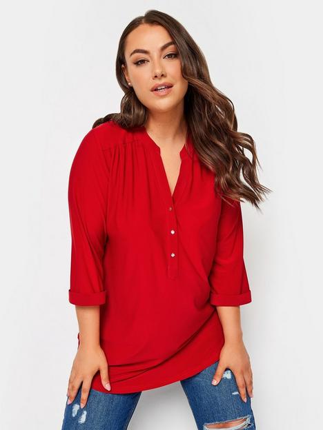 yours-half-placket-jersey-shirt-red