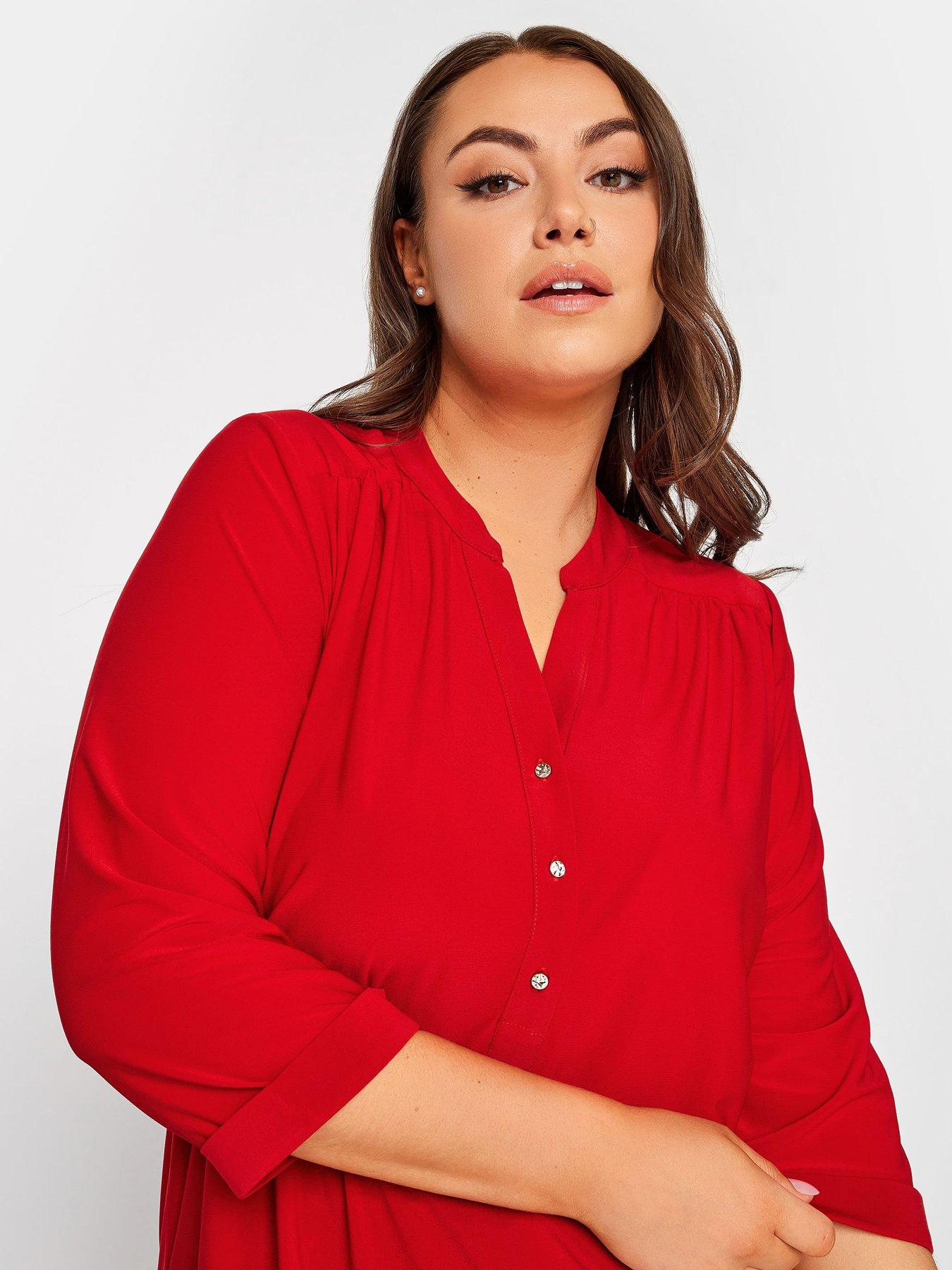 Image 4 of 4 of Yours Half Placket Jersey Shirt - Red