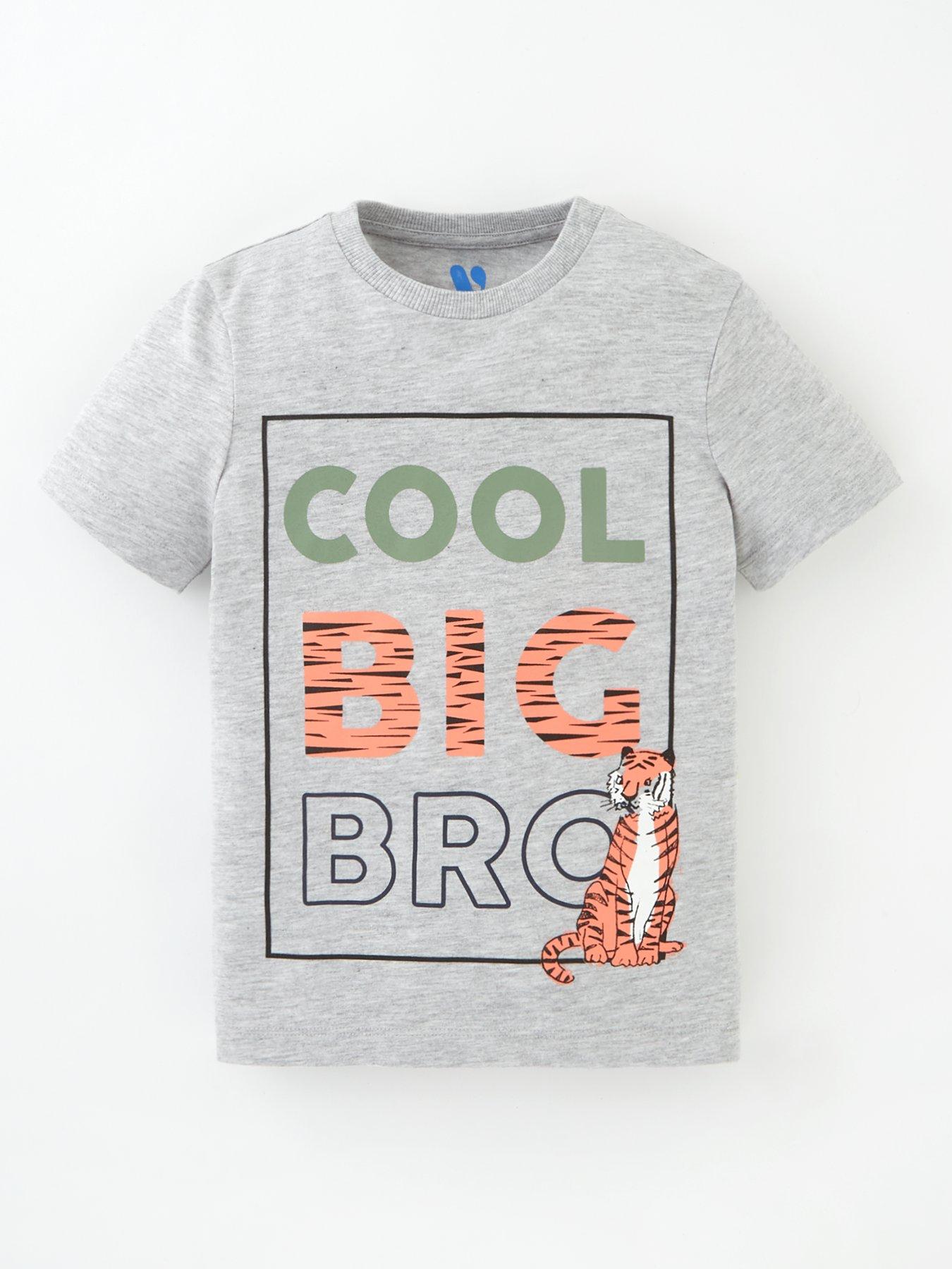 Mini V by Very Boys Cool Big Bro Short Sleeve T-Shirt - Light Grey Marl ...