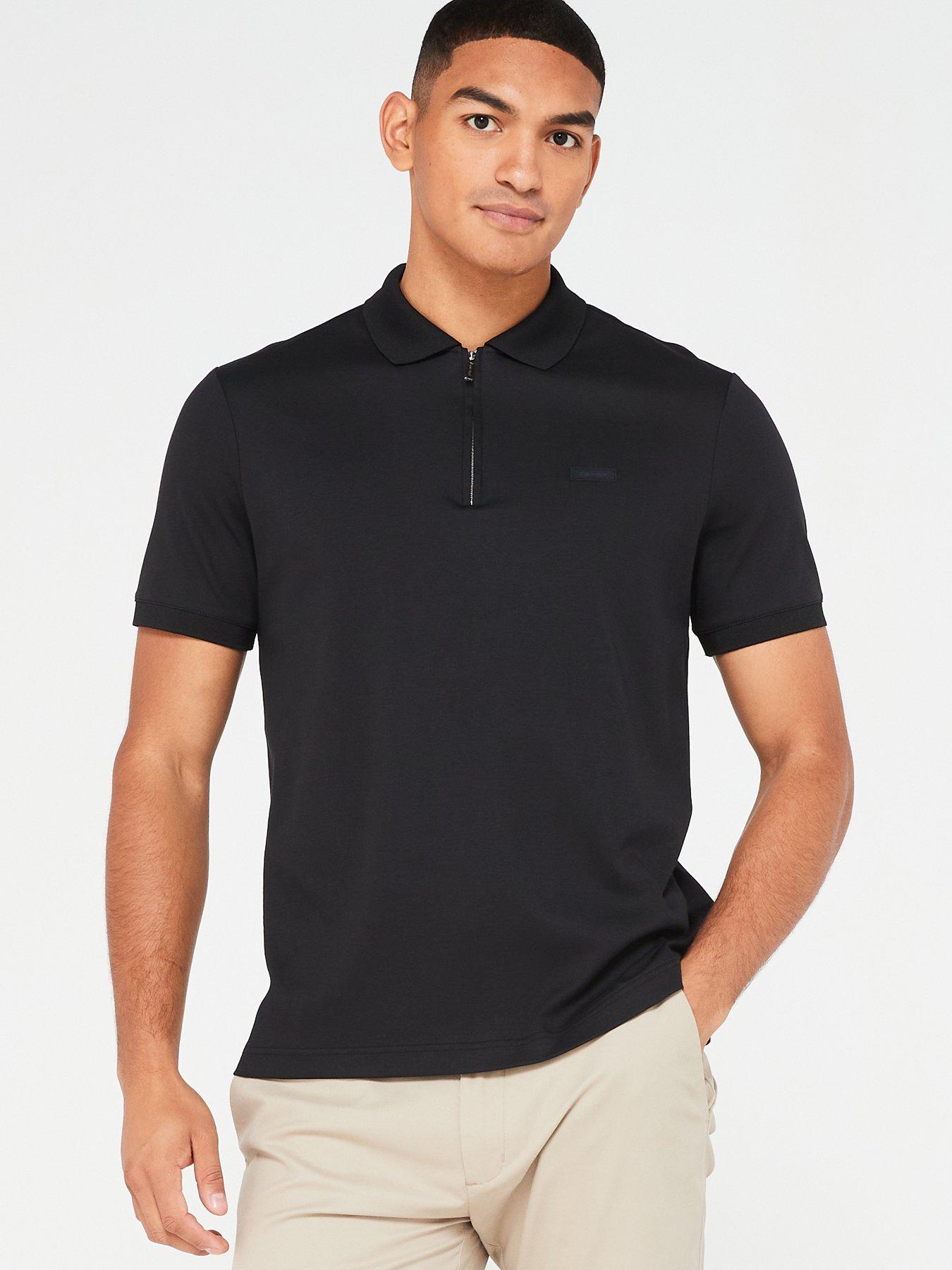 Black cotton polo shirt best sale