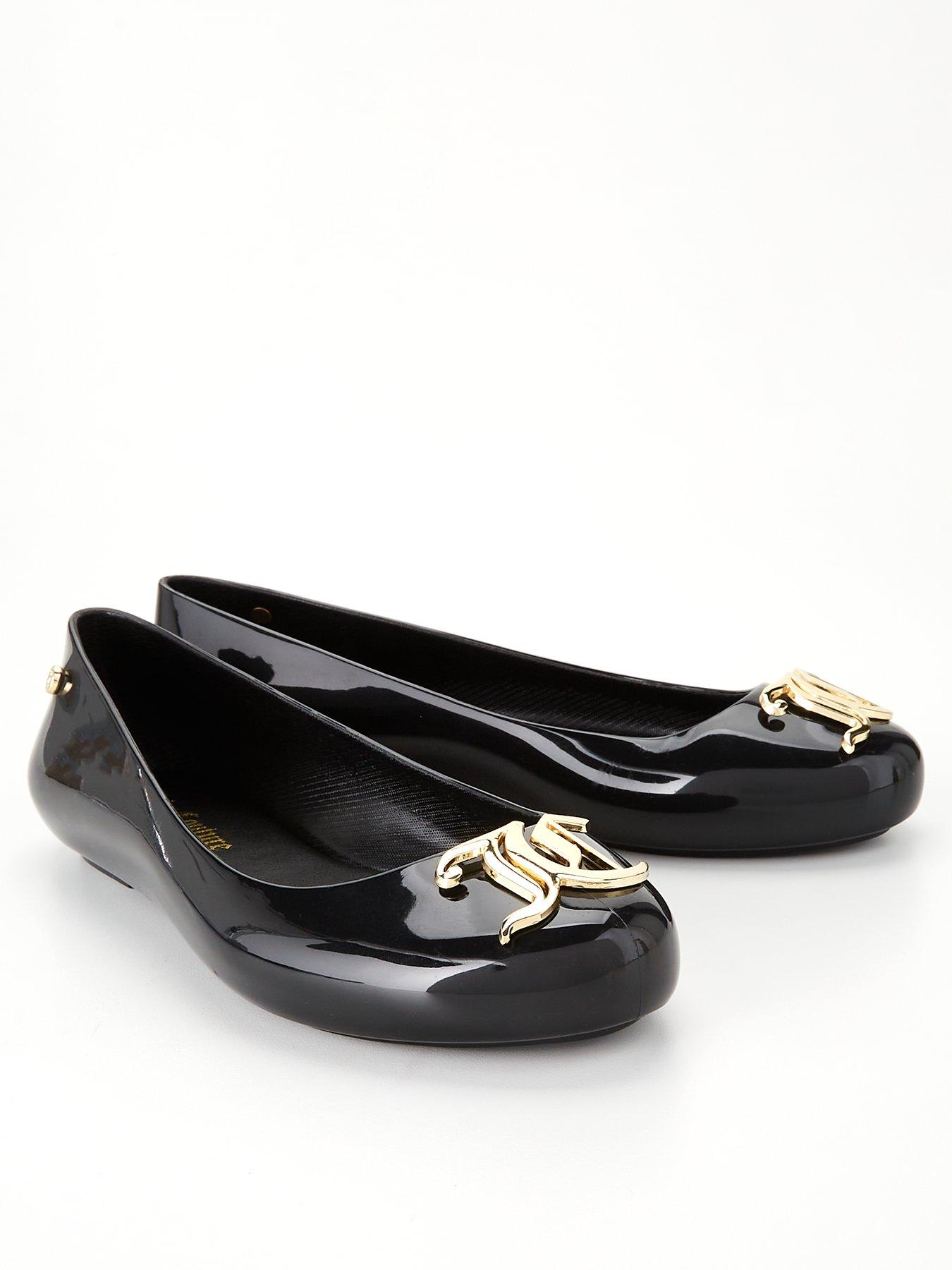 Juicy Couture Silicone Ballerina Pump - Black/Gold | Very.co.uk