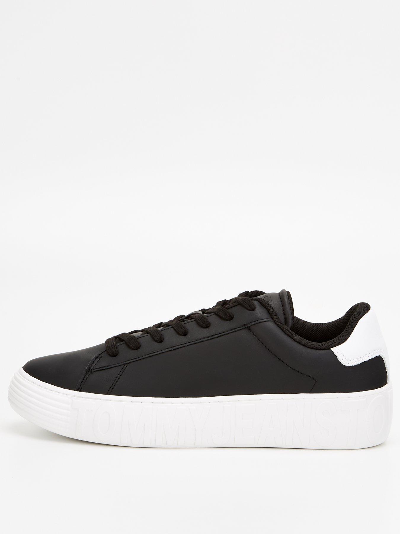 Tommy Jeans Leather Outsole Trainer - Black | very.co.uk