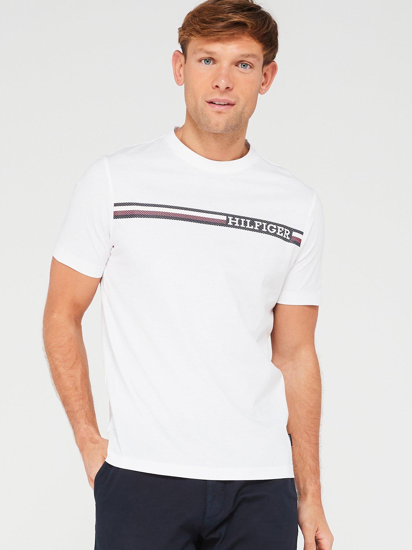 Tommy Hilfiger Small Chest Stripe Monotype T-Shirt S/S Men's, white :  : Fashion