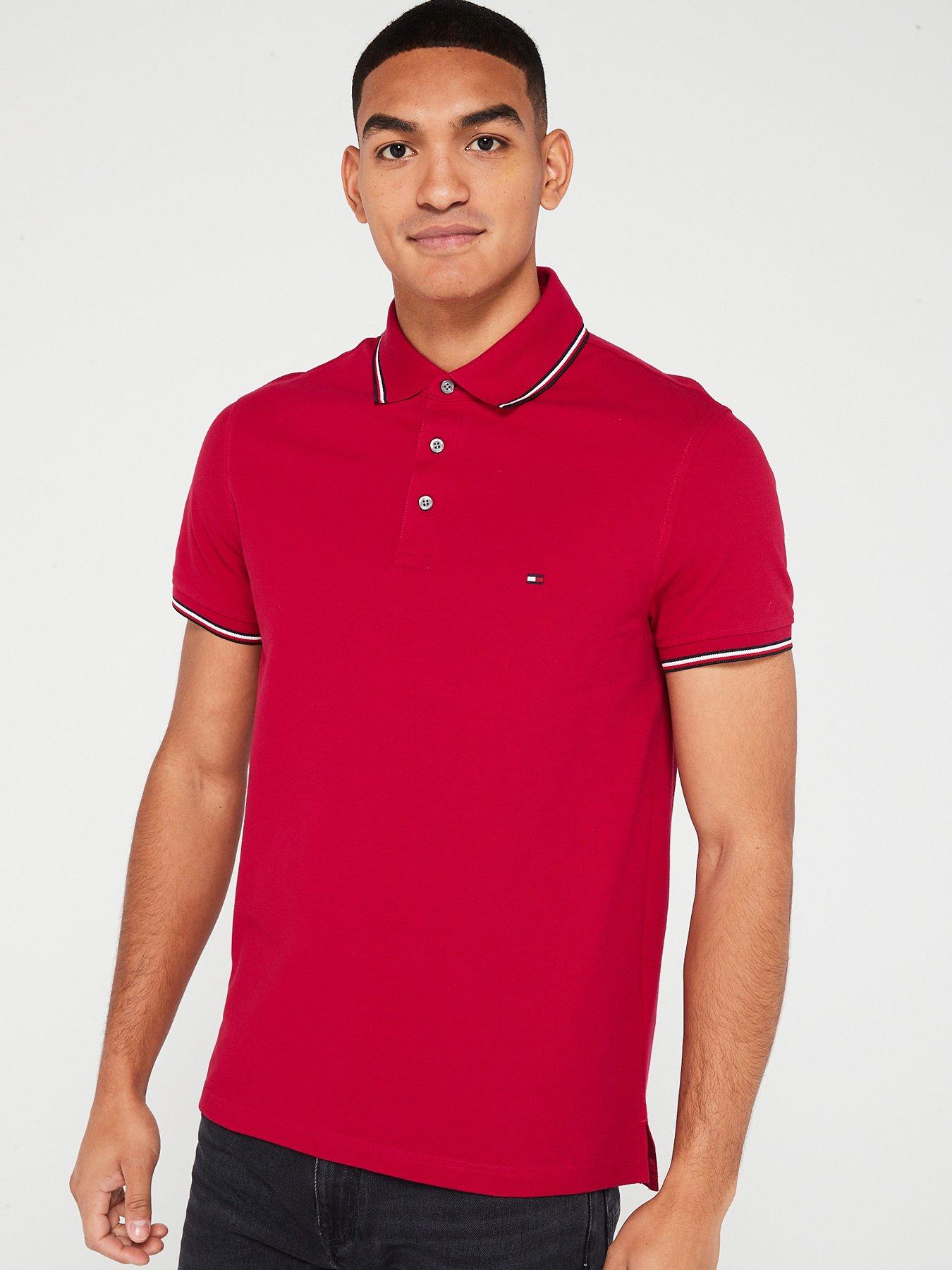 Red tommy hilfiger clearance collared shirt