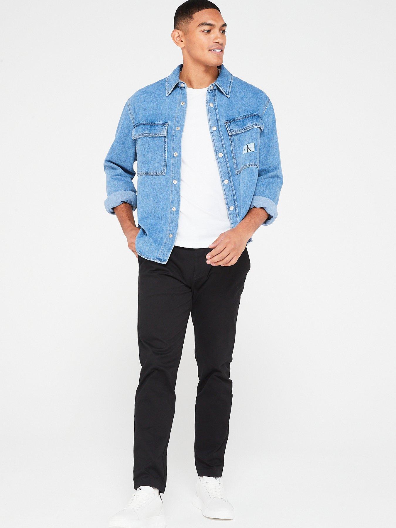 Mens denim shirt top sale