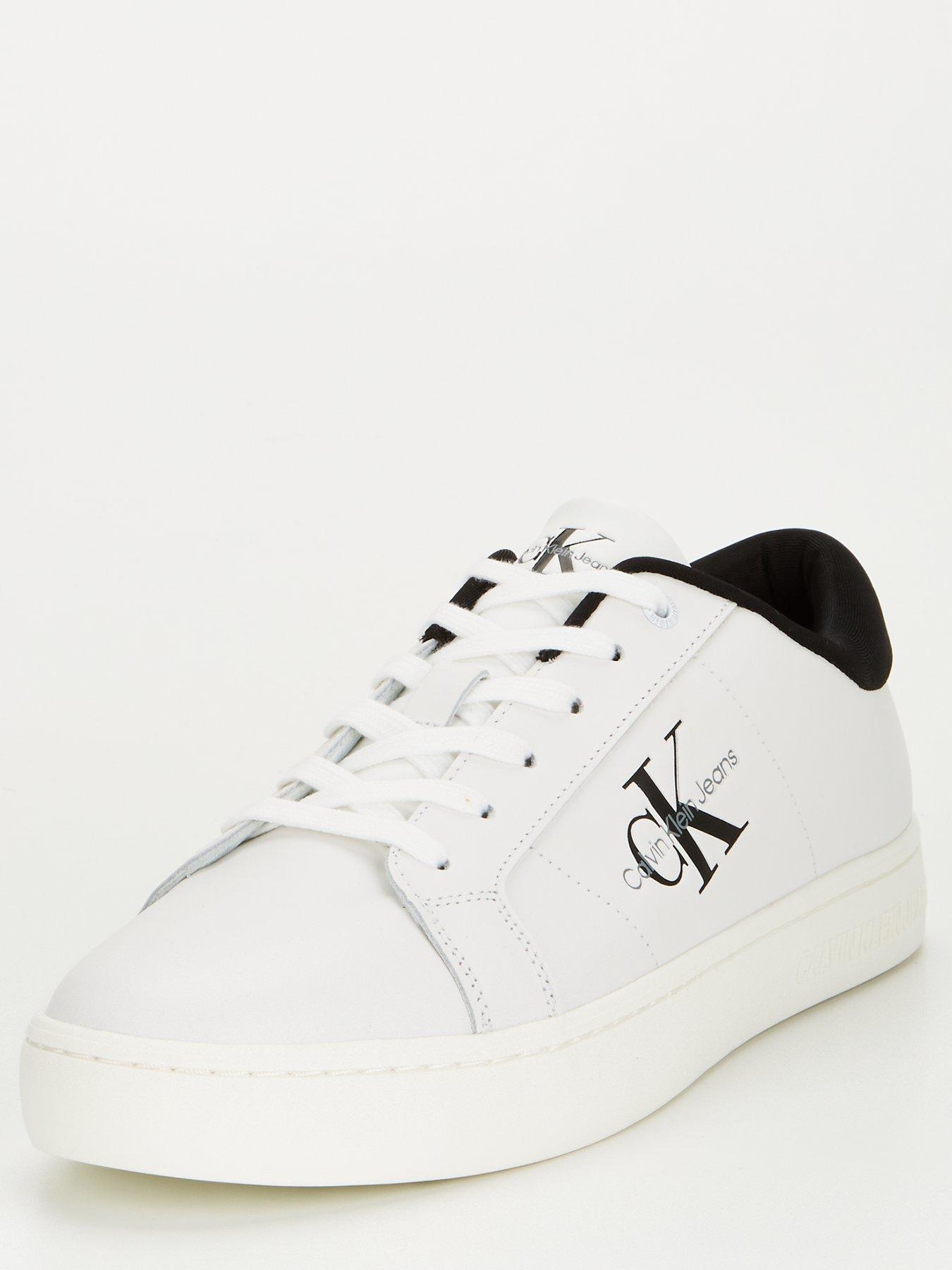 Calvin Klein Jeans Classic Cupsole Low Leather Trainer - White/black ...