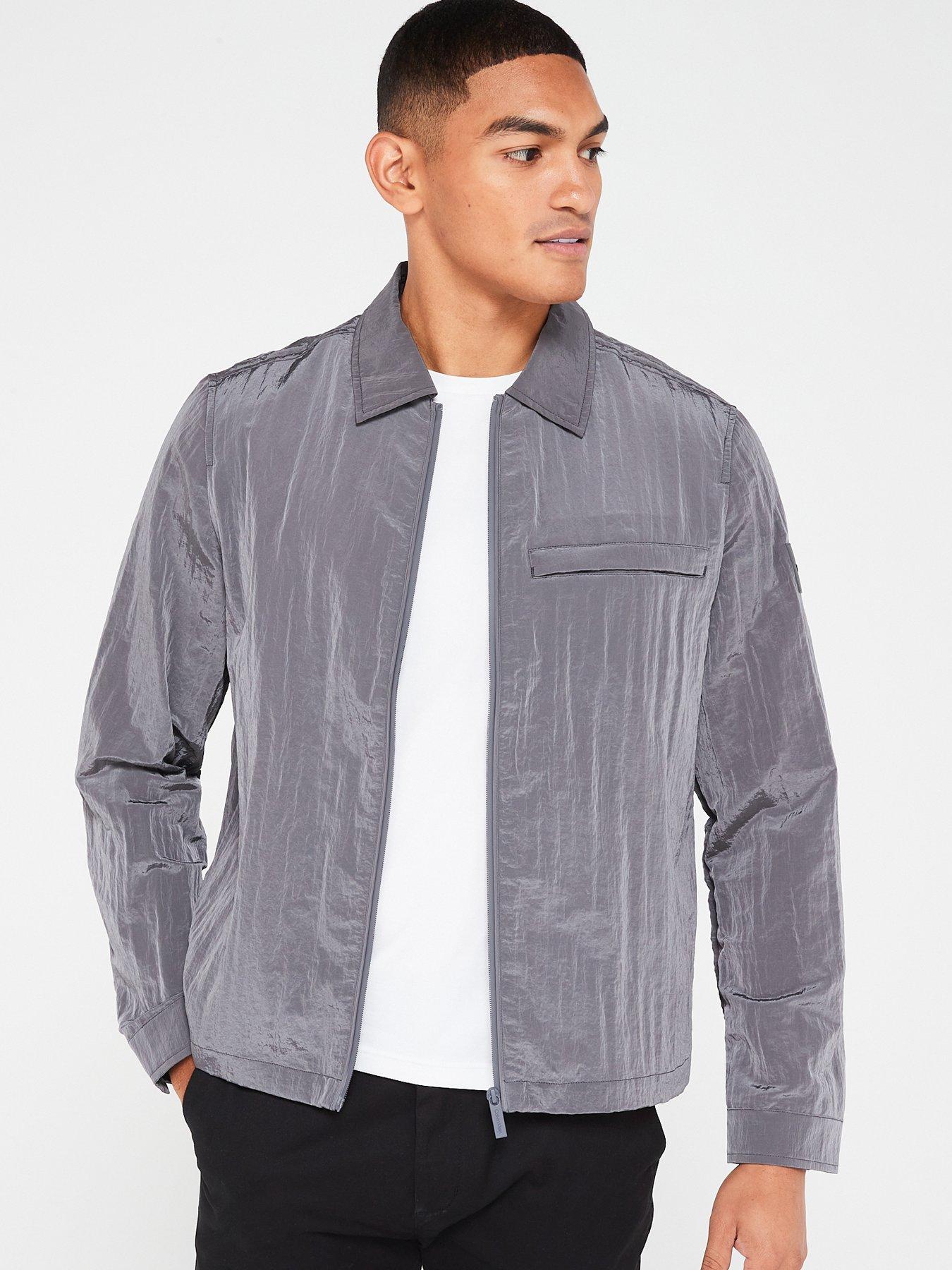 Calvin klein grey outlet leather jacket