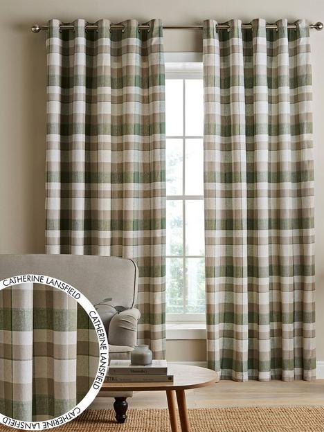 catherine-lansfield-brushed-cotton-thermal-check-eyelet-curtains