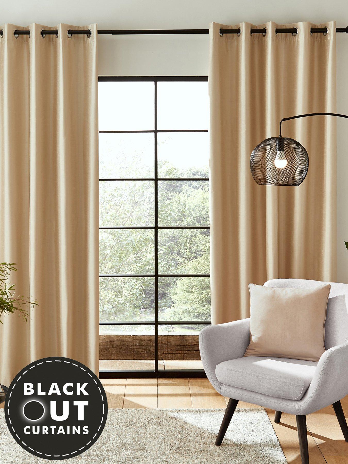 Catherine Lansfield Faux Silk Blackout Curtains very.co.uk