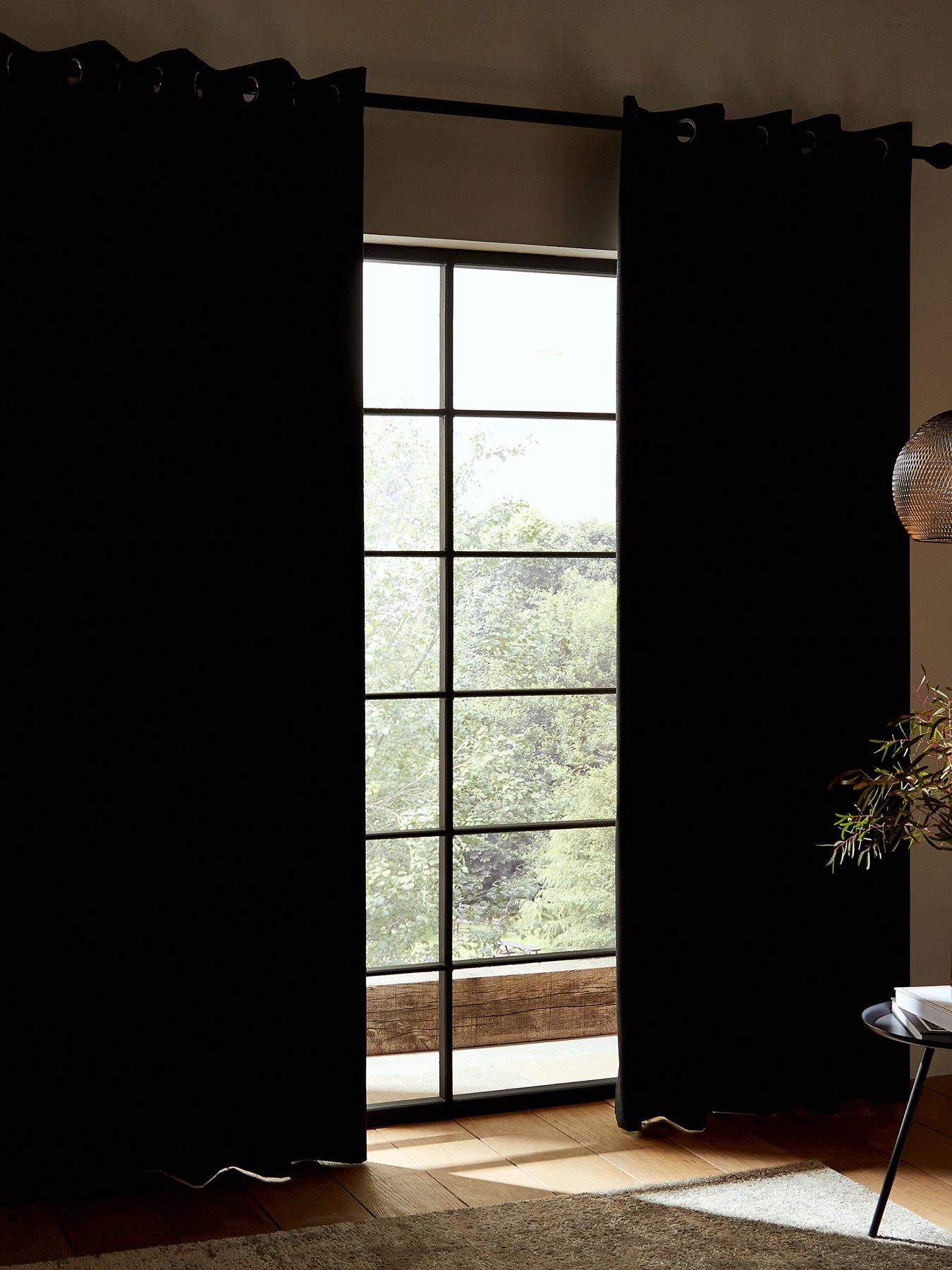 Image 2 of 6 of Catherine Lansfield Faux Silk Blackout Eyelet Curtains&nbsp;